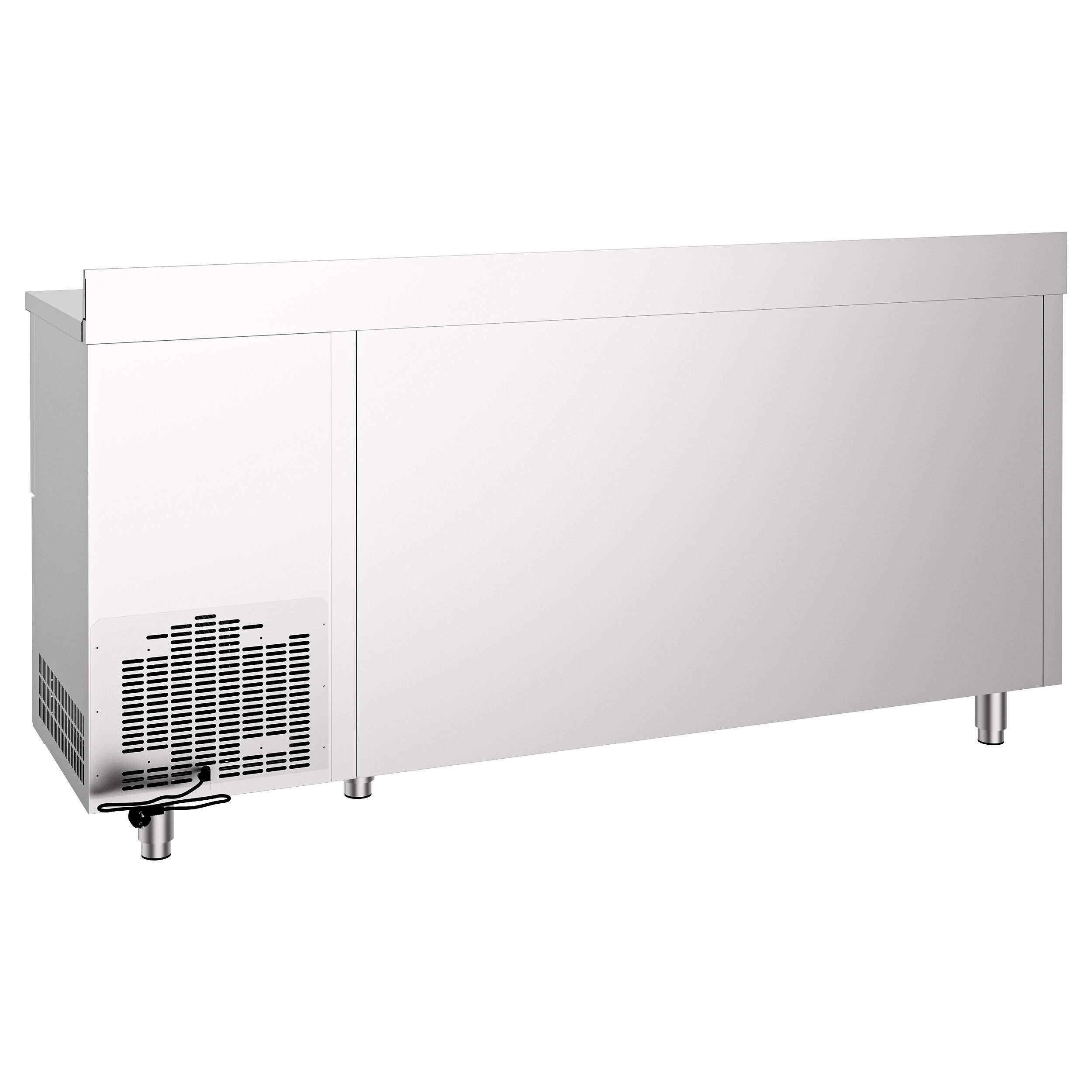 Commercial Back Bar Bottle Cooler PREMIUM - 2140x600x1150mm - with 3 Hinged Glass Doors, upstand & knock box for coffee - 632L