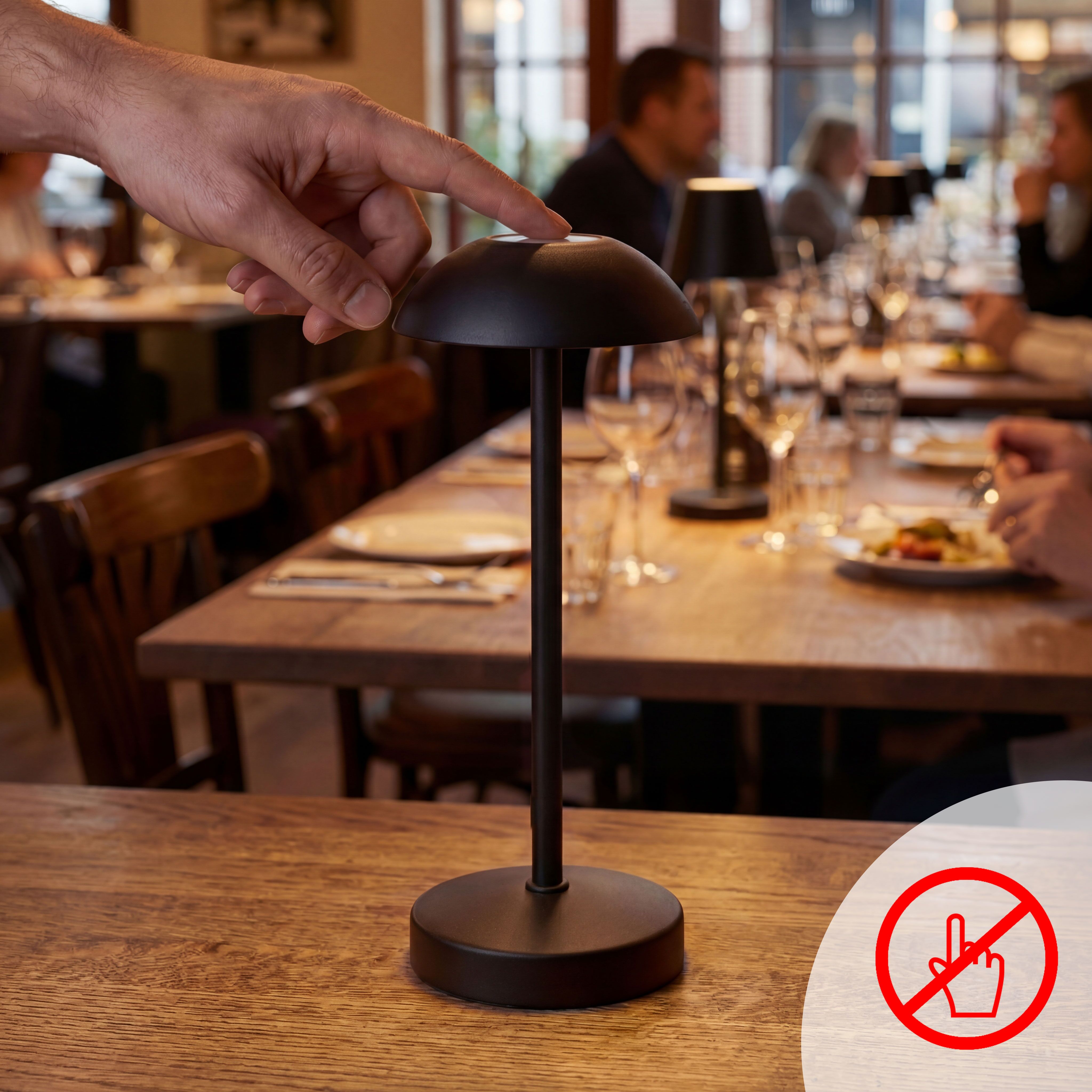 (4 pièces) Lampe de table – ALVA – dimmable en 3 niveaux – Ø 80 mm – Noir