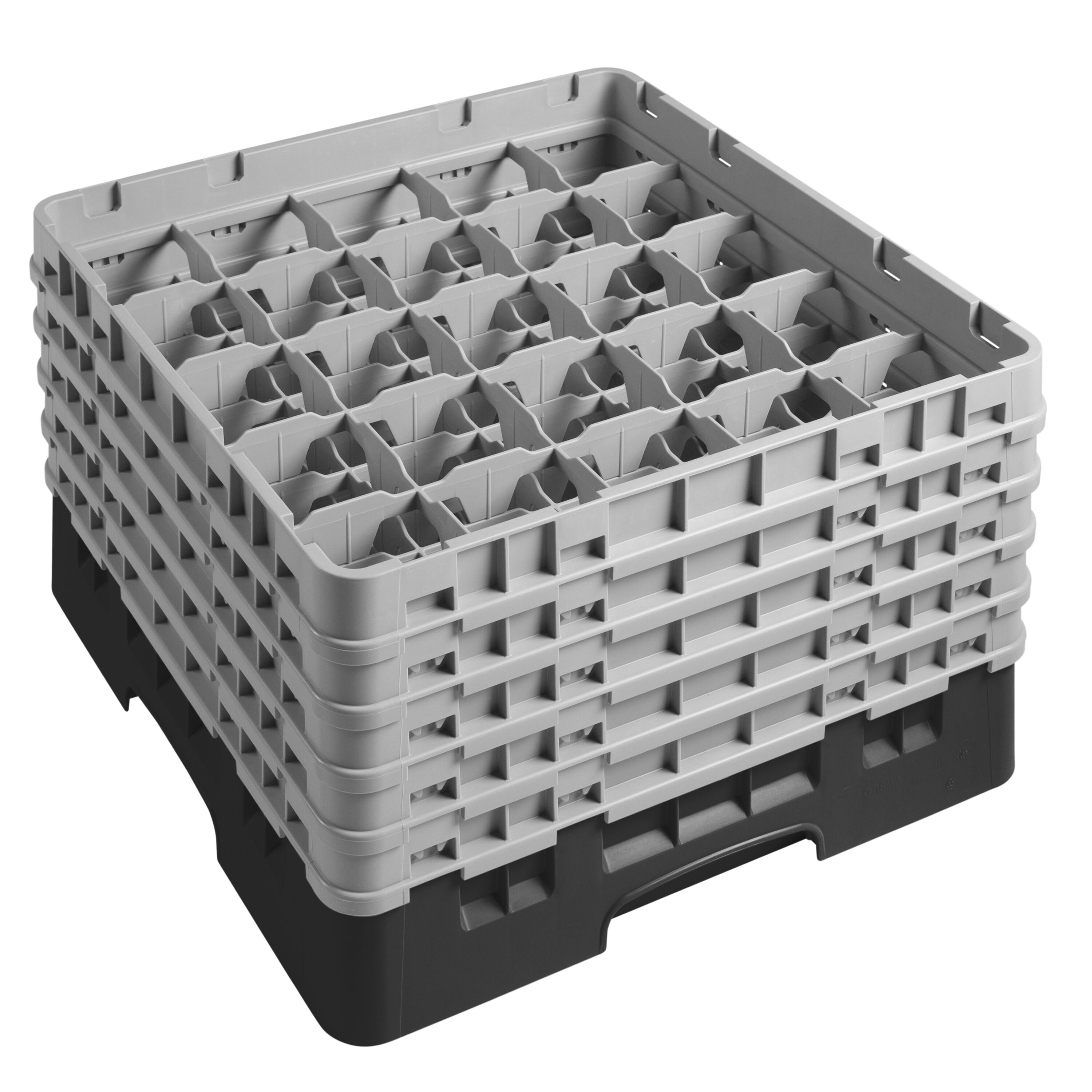 CAMBRO | CAMRACK® - Glazenwasmand 1/1 - 25 vakken - met 5 verlengstukken - 500x500mm - Zwart