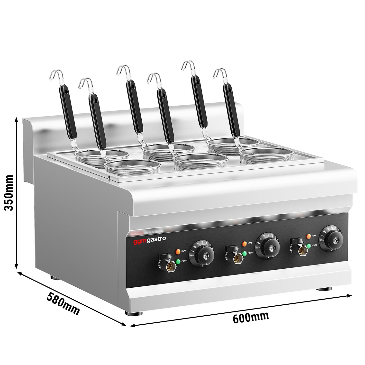 Cuiseur à pâtes électrique – 3 kW – incl. 6 paniers