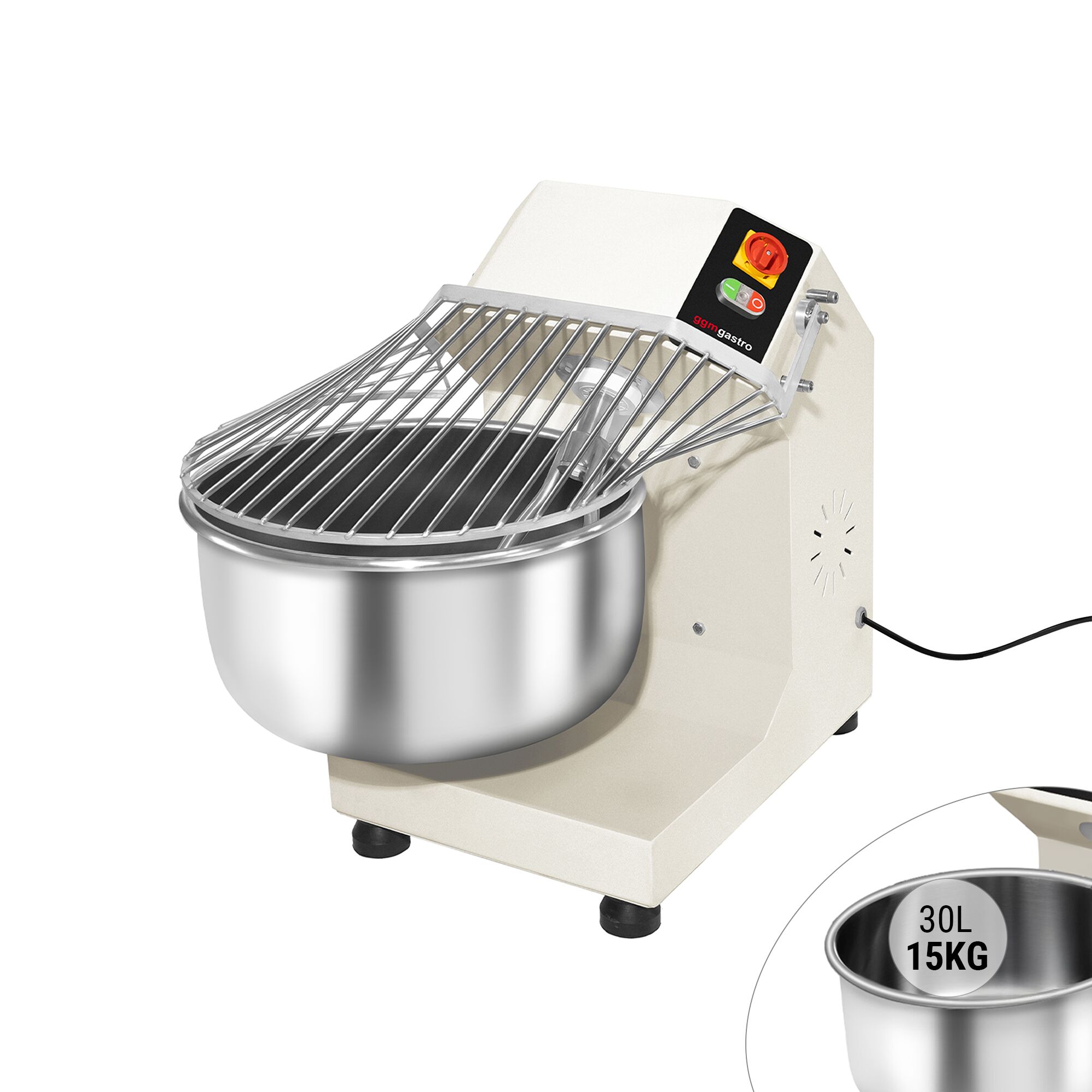 Spiral Dough Mixer - 30L / 15kg - Fixed Head & Bowl - 400V 3‑Phase - For Bread Dough