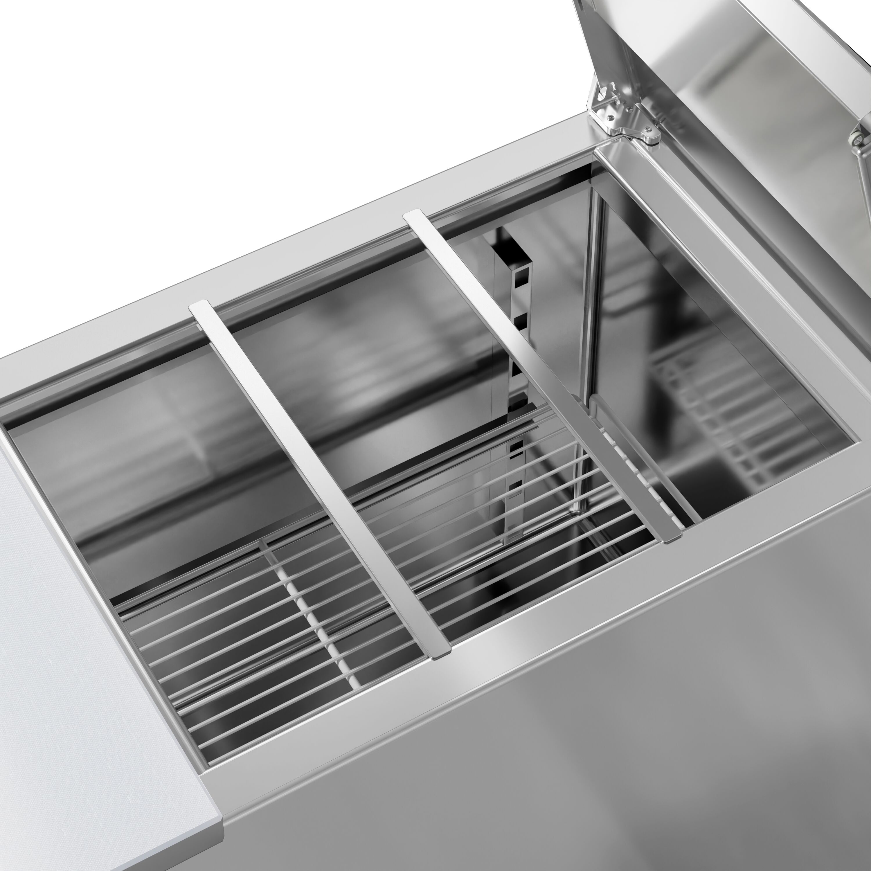 Saladette réfrigérée PREMIUM - 450mm - 102L - 1 porte - avec découpe pour 1x GN 1/1 & Couvercle inox