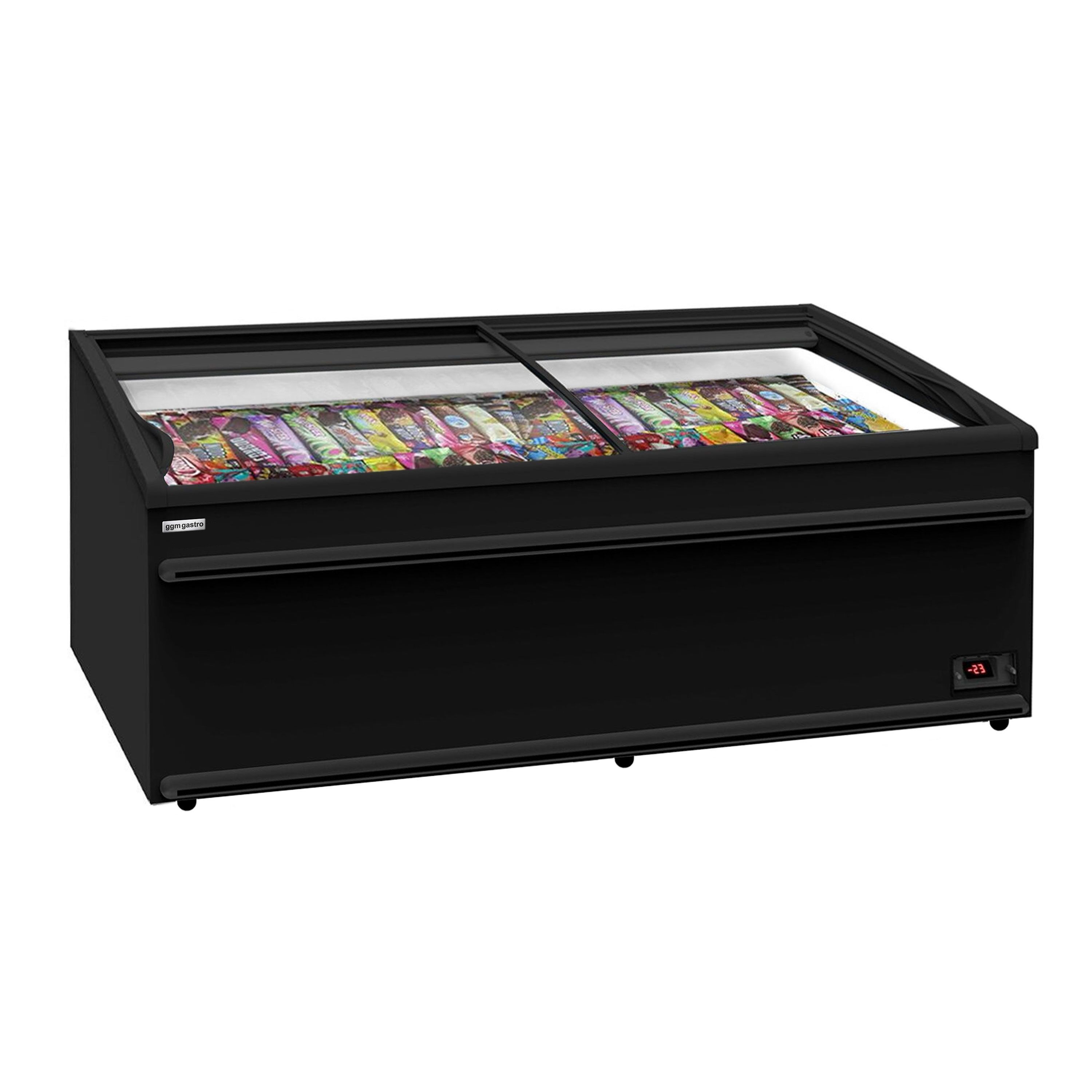 Îlot de congélation WTRU25 - 2506x858mm - 594 L - Couvercles coulissants en verre - Noir