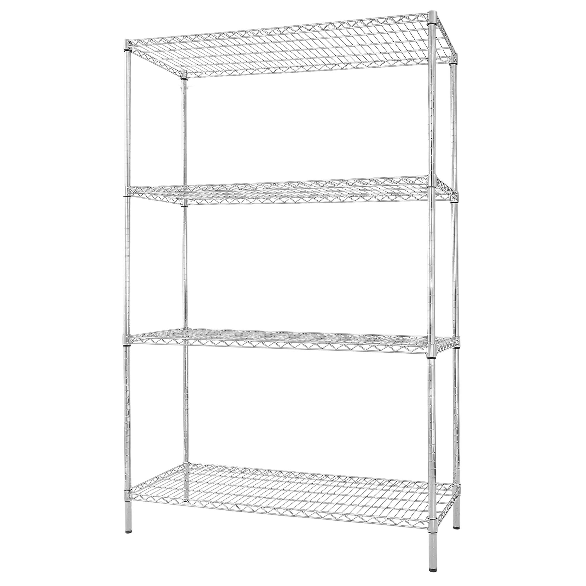 Étagère en acier - 1200 x 450 mm - 4 étagères - Chromée
