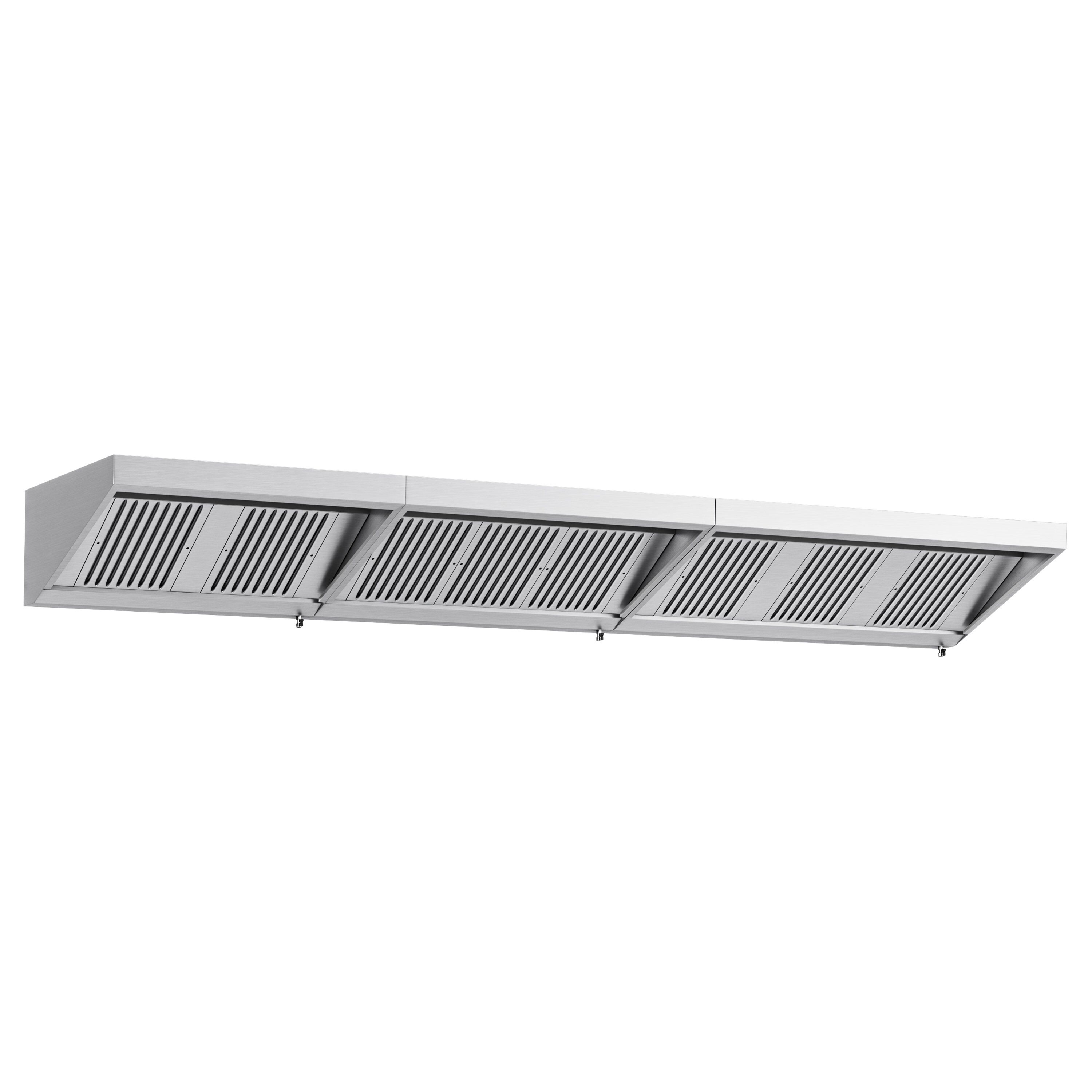 Commercial Wall-Mounted Extraction Canopy - 4400mm - with Baffle Filters & LED Lighting