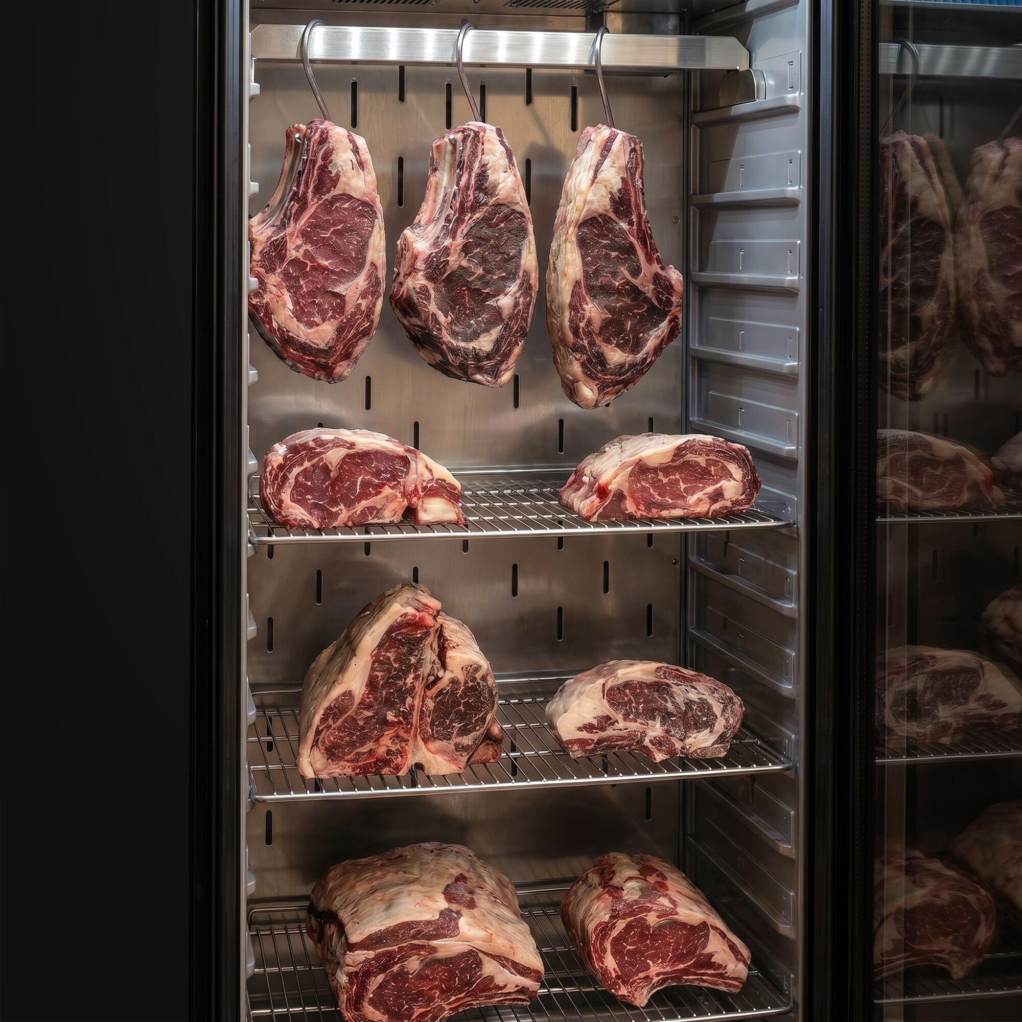 Dry Aging Armoire de maturation de la viande - 595mm - 352 litres - 1 porte vitrée sans cadre - Noir