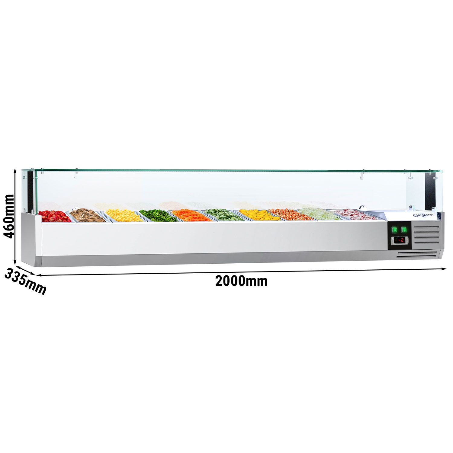 Vitrine Réfrigérée à Ingrédients PREMIUM avec éclairage LED - 2000x335mm - 10x GN 1/4