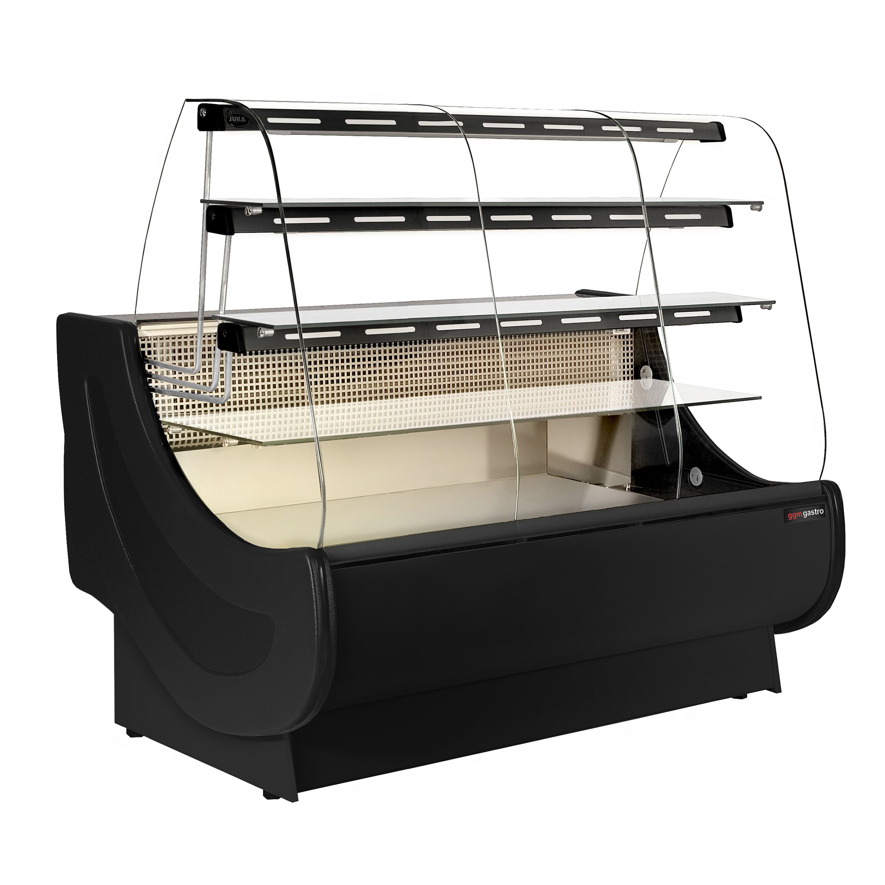 Comptoir vitrine réfrigérée - 1600x980mm - +4/+12°C - 3 étagères vitrées éclairées - Tiroirs à gâteaux - Plexiglas de nuit