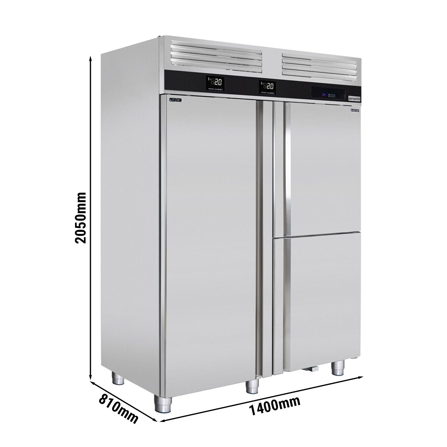 Fridge Freezer Combination PREMIUM - GN 2/1 - 1400L - with 3 doors - With built-in blast chiller