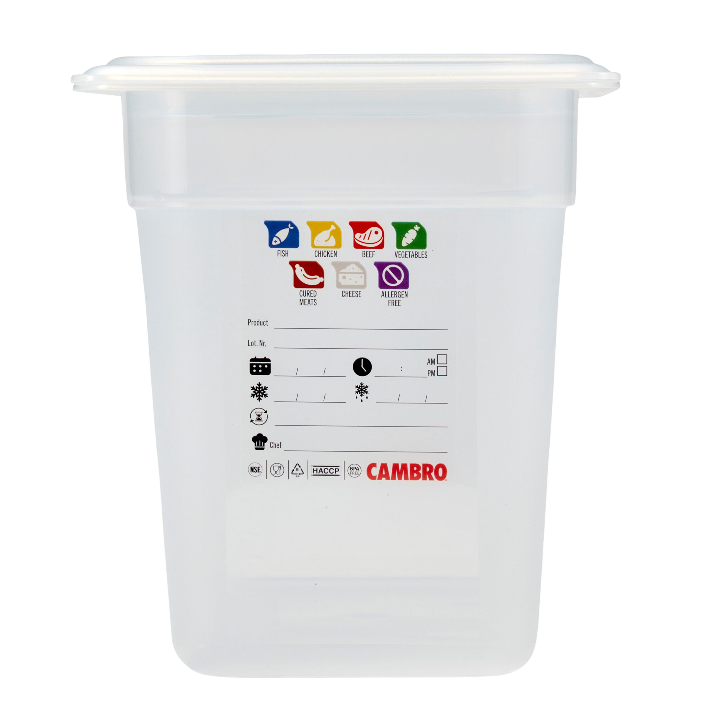(6 pièces) CAMBRO | SafeTrak - Récipients en polypropylène GN 1/3 - laiteux - Hauteur : 200mm