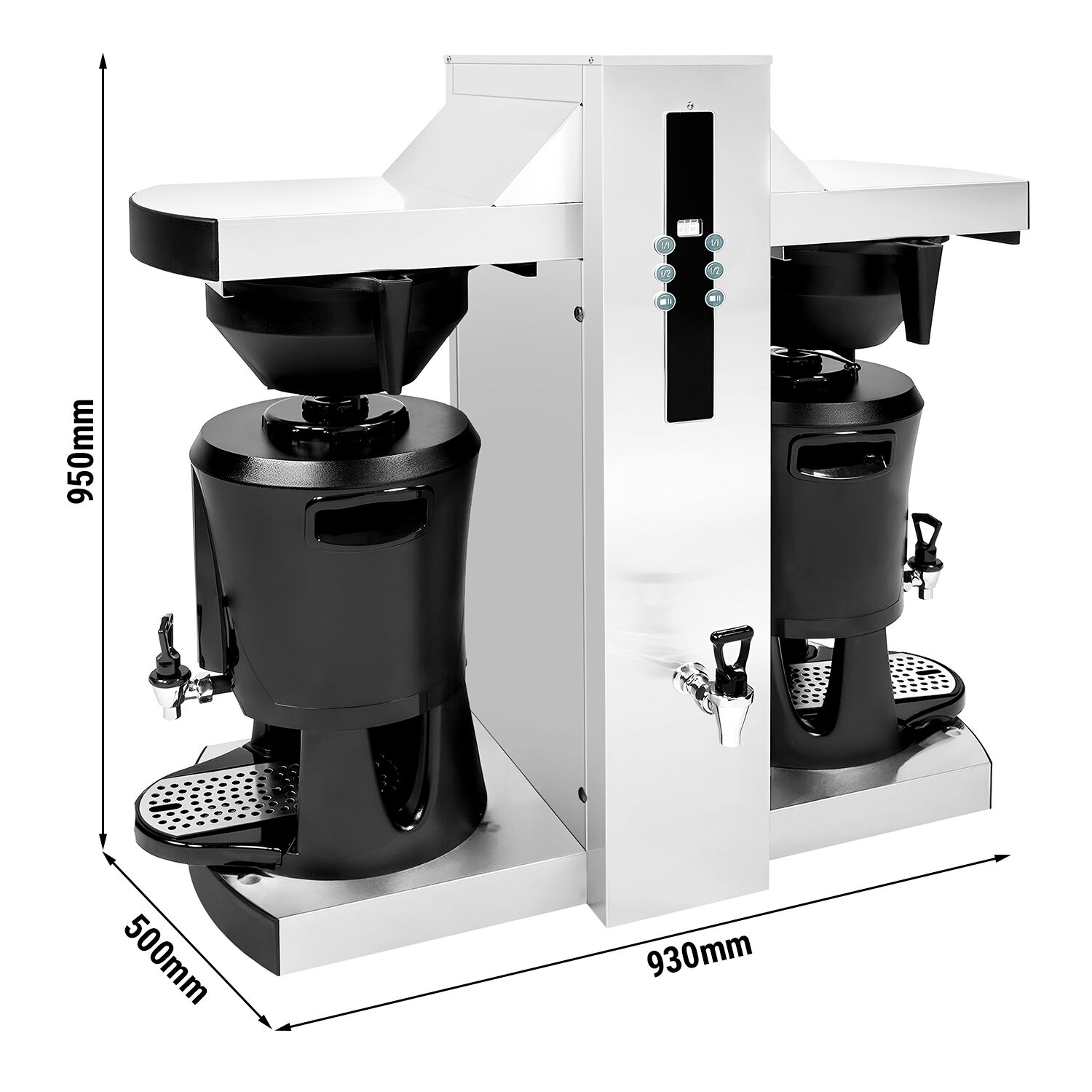 Commercial Bulk Coffee Brewer - 2x 5.0L - 9 kW - with direct water connection & hot water tap - incl. 2 thermal containers