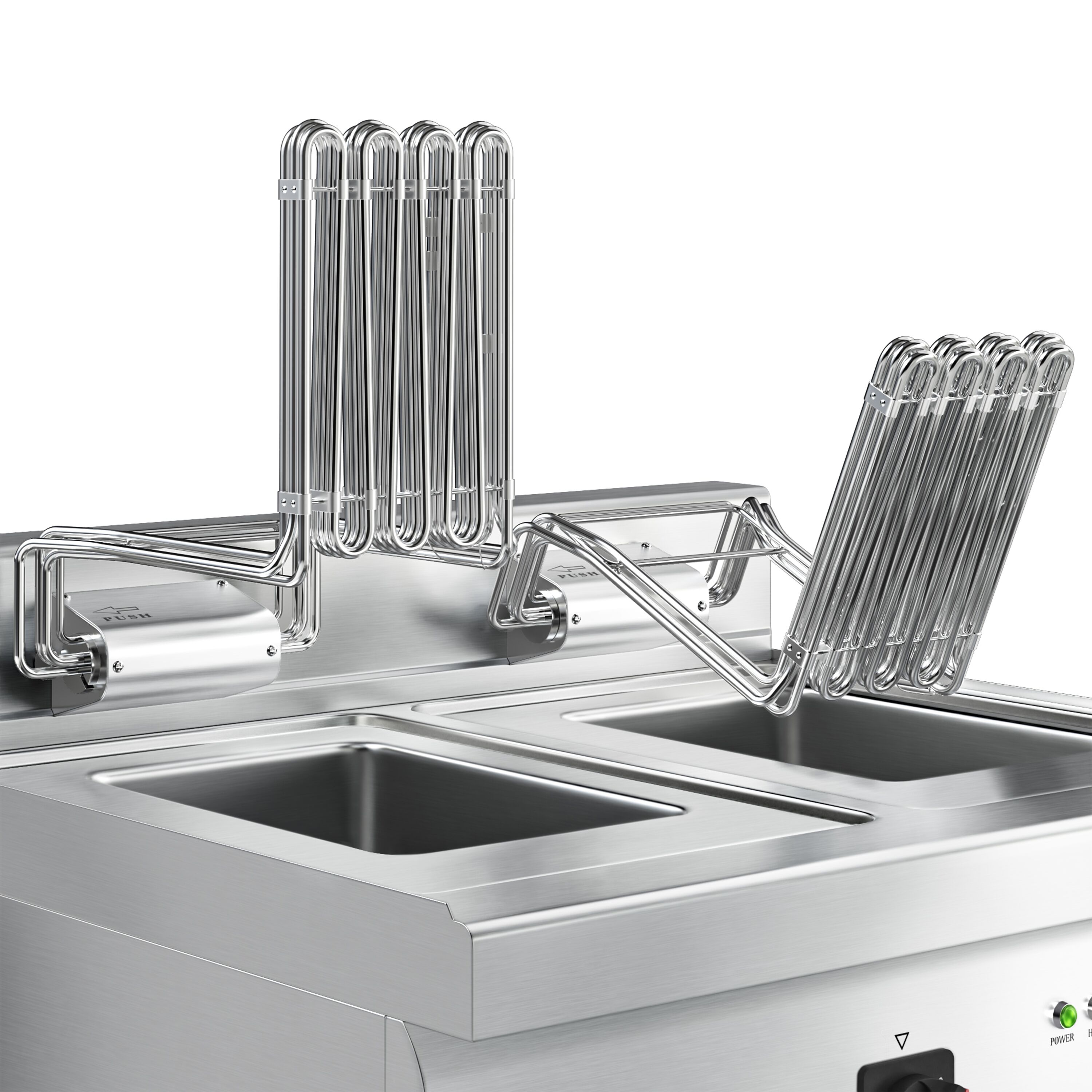 Friteuse électrique double – 10+10 litres – 18 kW – incl. soubassement avec 2 portes