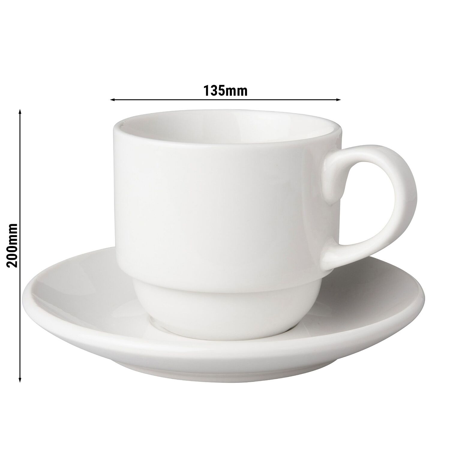 (24 pièces) BUDGETLINE – Tasses à café + soucoupes Mammoet – 200 ml – Blanc