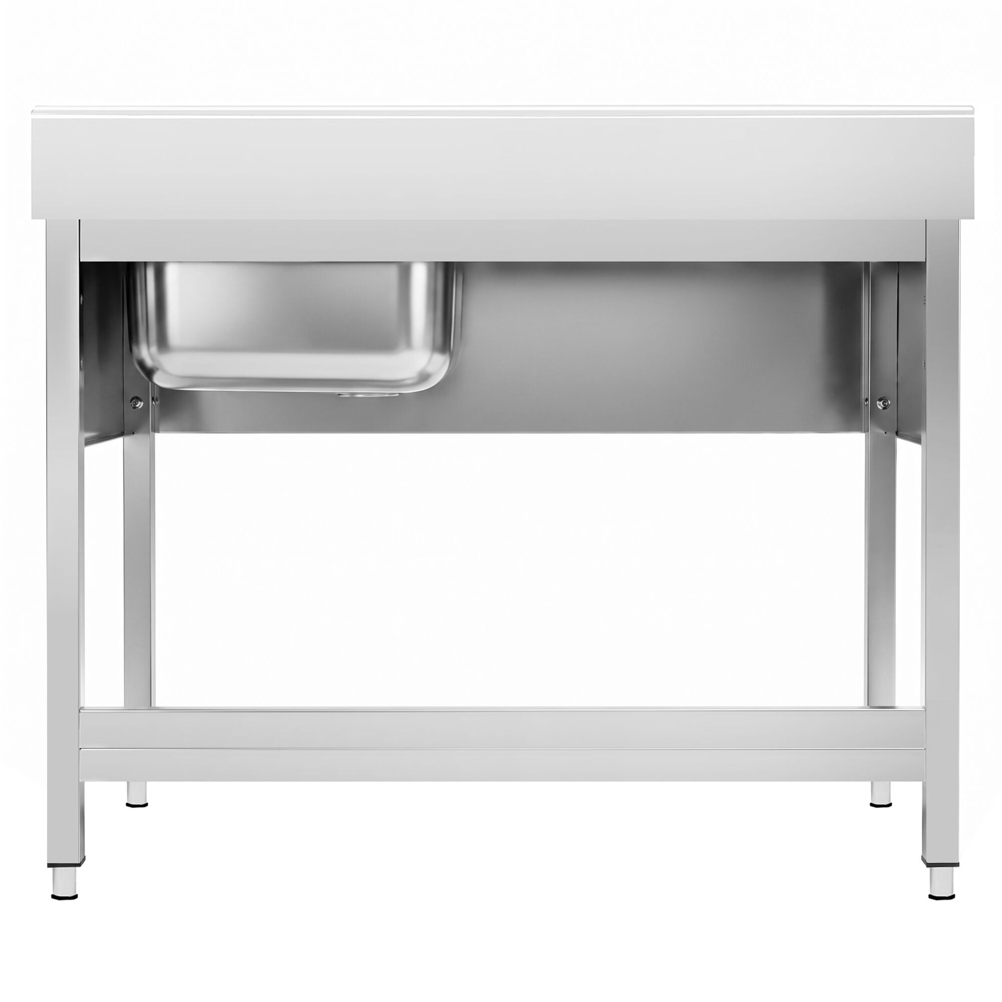 Stainless Steel Commercial Sink Unit PREMIUM - 1200x600mm - with Single Bowl Right-hand - with Undershelf