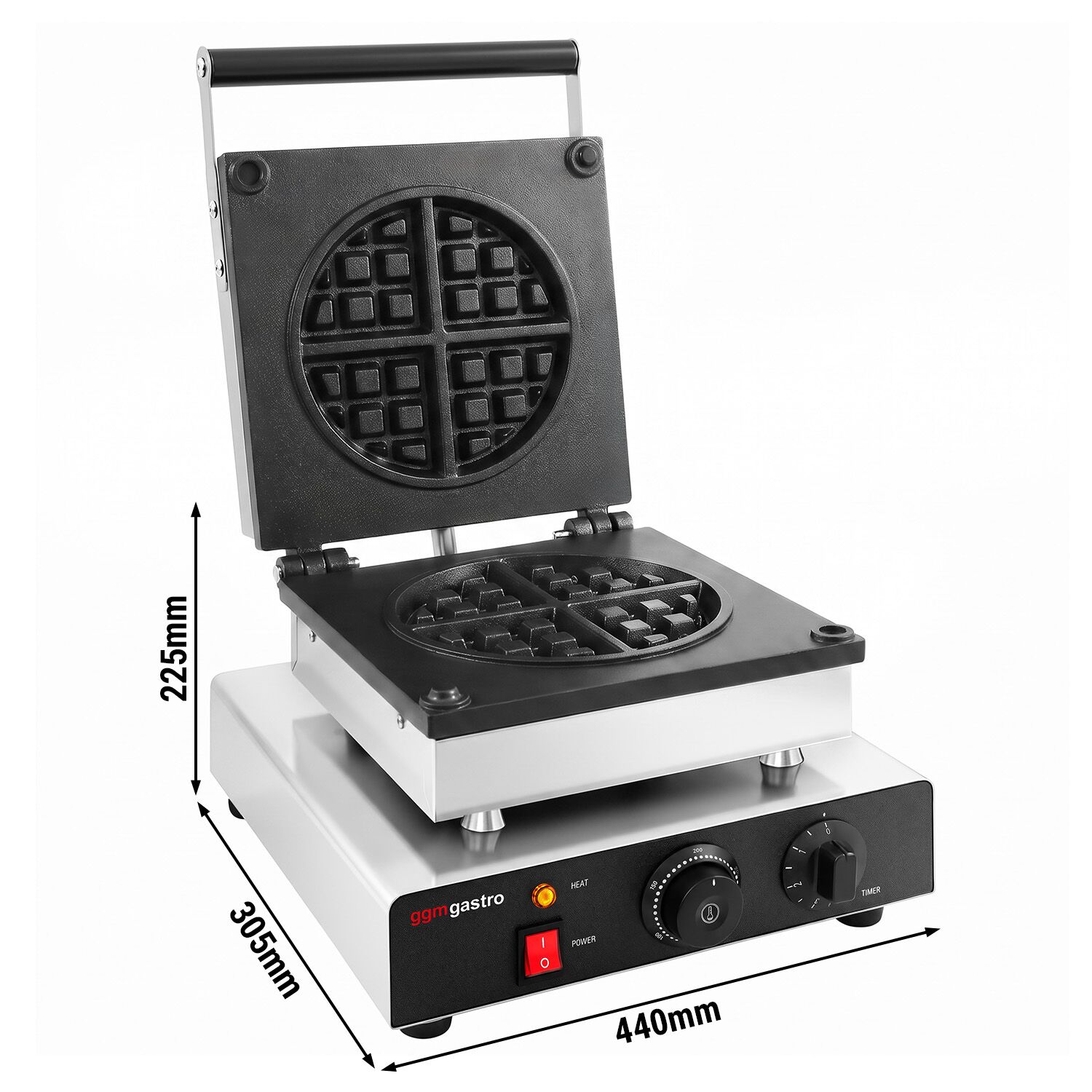 Waffle iron - Single - Manual - 1,75 kW - Shape: American waffle - Teflon-coated baking plates
