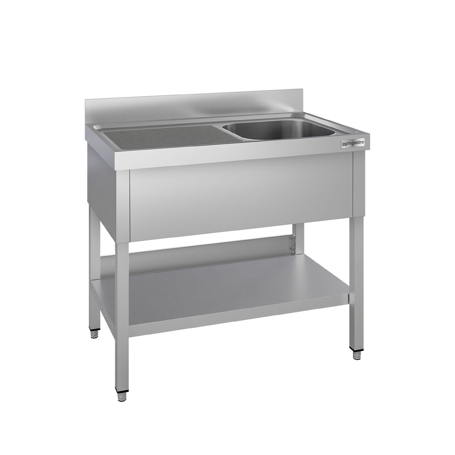 Plonge en inox ECO - 1000x600mm - avec étagère basse - 1 bac à droite