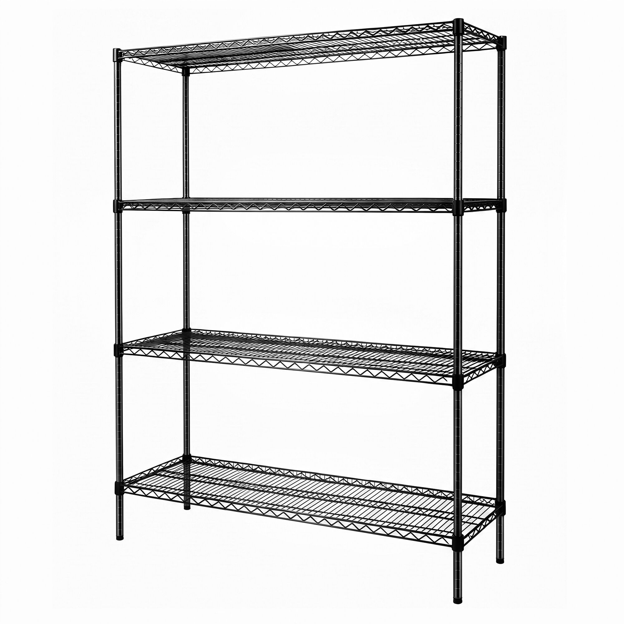 Stalen rek - 1500 x 450 mm - 4 legplanken - Zwart