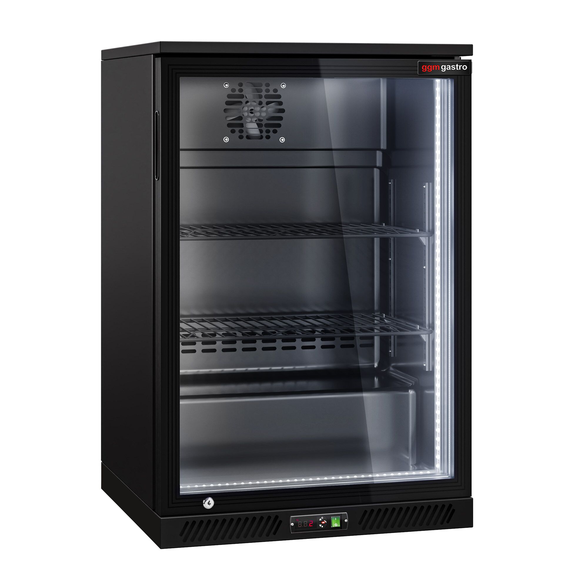 Commercial Back Bar Cooler - 600mm - 126L - with 1 glass hinged door - Black