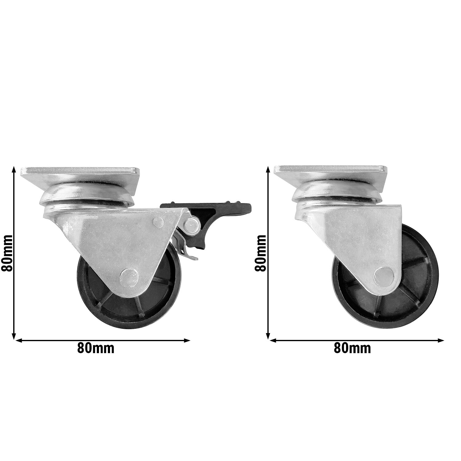 Roulettes pour congélateurs coffres - Jeu de 4 roulettes dont 2 avec frein - pour TTG449N, TTG466EN, TTG534EN & TTG553N