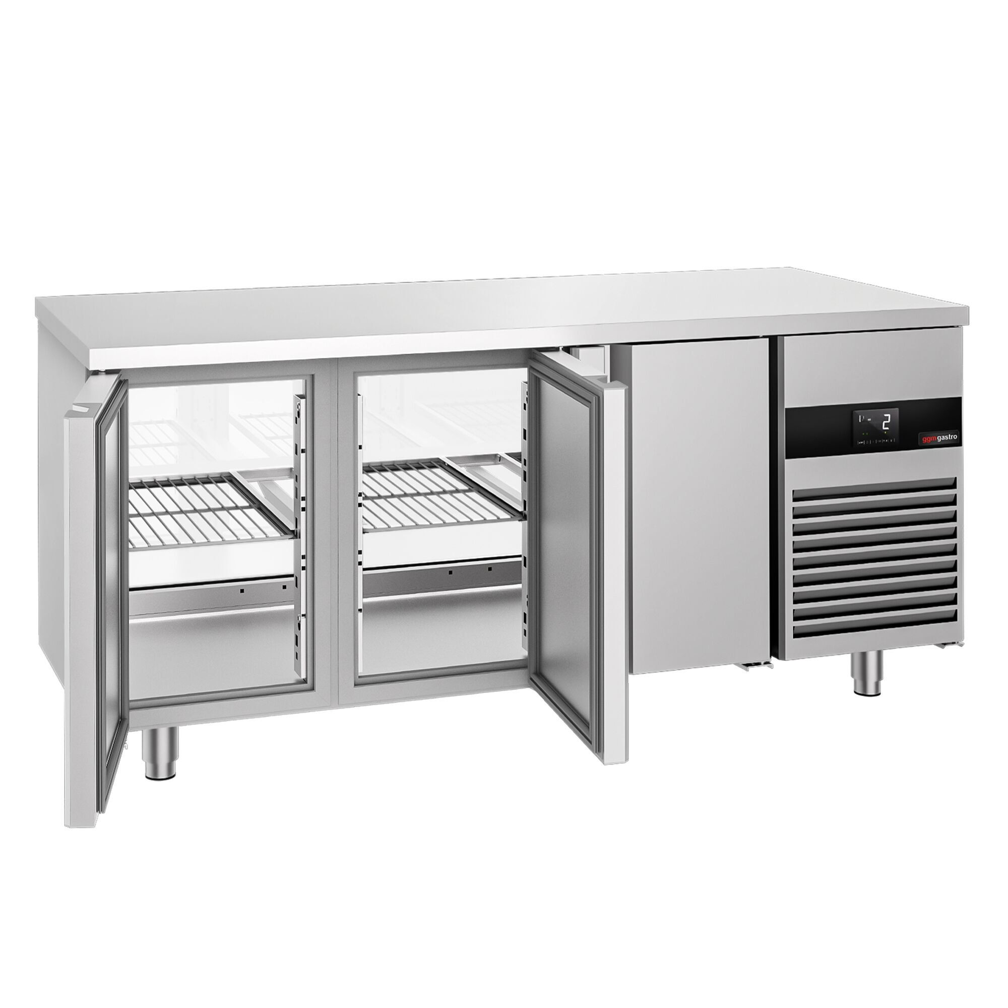 Commercial Counter Fridge - 1865x700mm - with 3 doors - glass front - capacity 474 litres