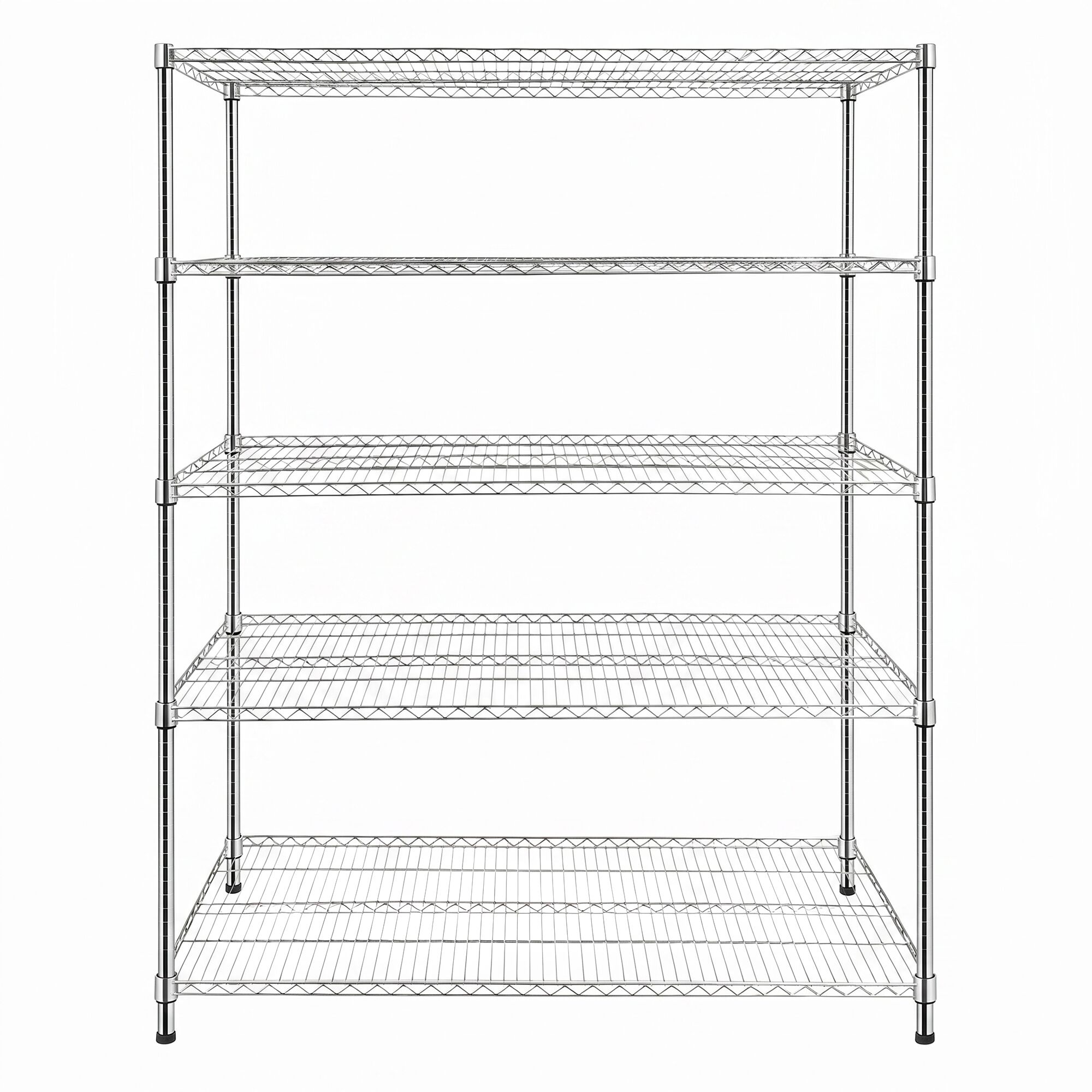 Stalen rek - 1500 x 450 mm - 5 legplanken - chroom