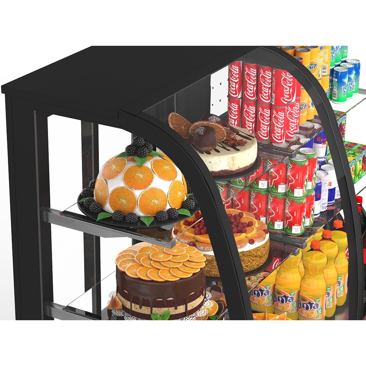 Vitrine à pâtisserie réfrigérée Comptoir à pâtisseries Self-Service - 1400mm - Double vitrage - avec 2 étagères en verre