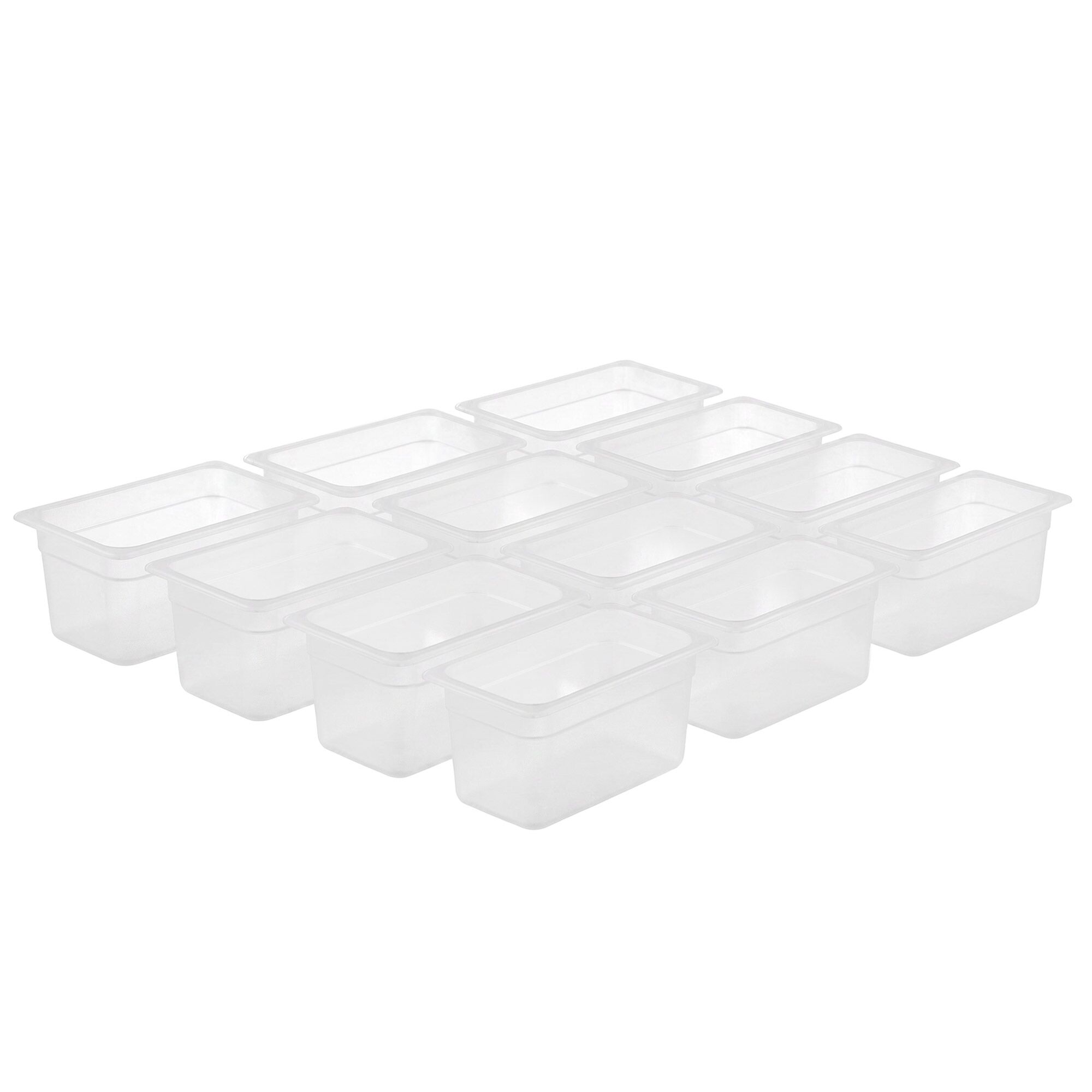 (12 pcs) Polycarbonate Container GN 1/4 - Clear - 3.7L - Depth: 150mm