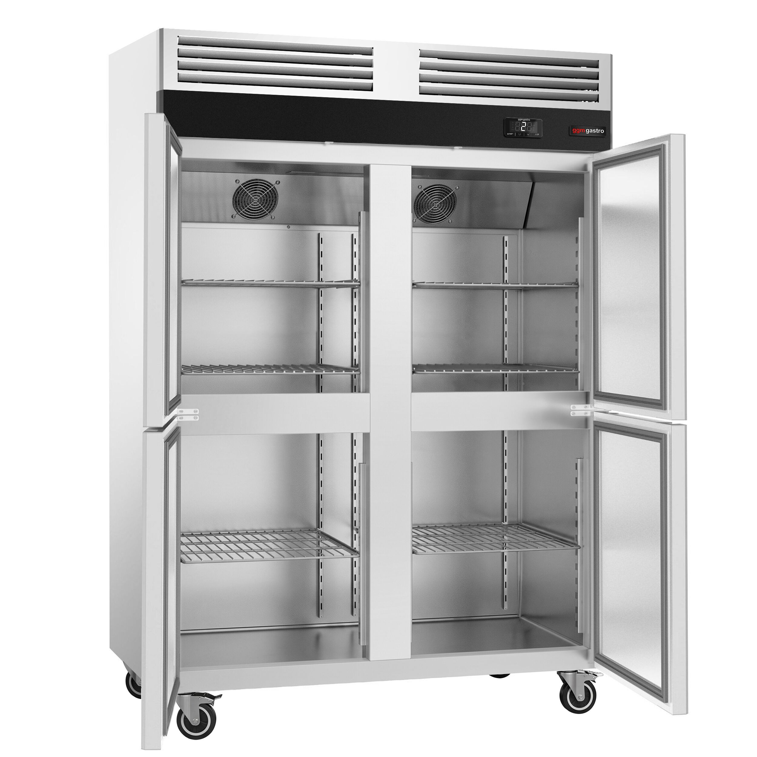 Commercial Upright Fridge – Stainless Steel ECO – GN 1/1 – 1700 Litres – with 4 Half Doors