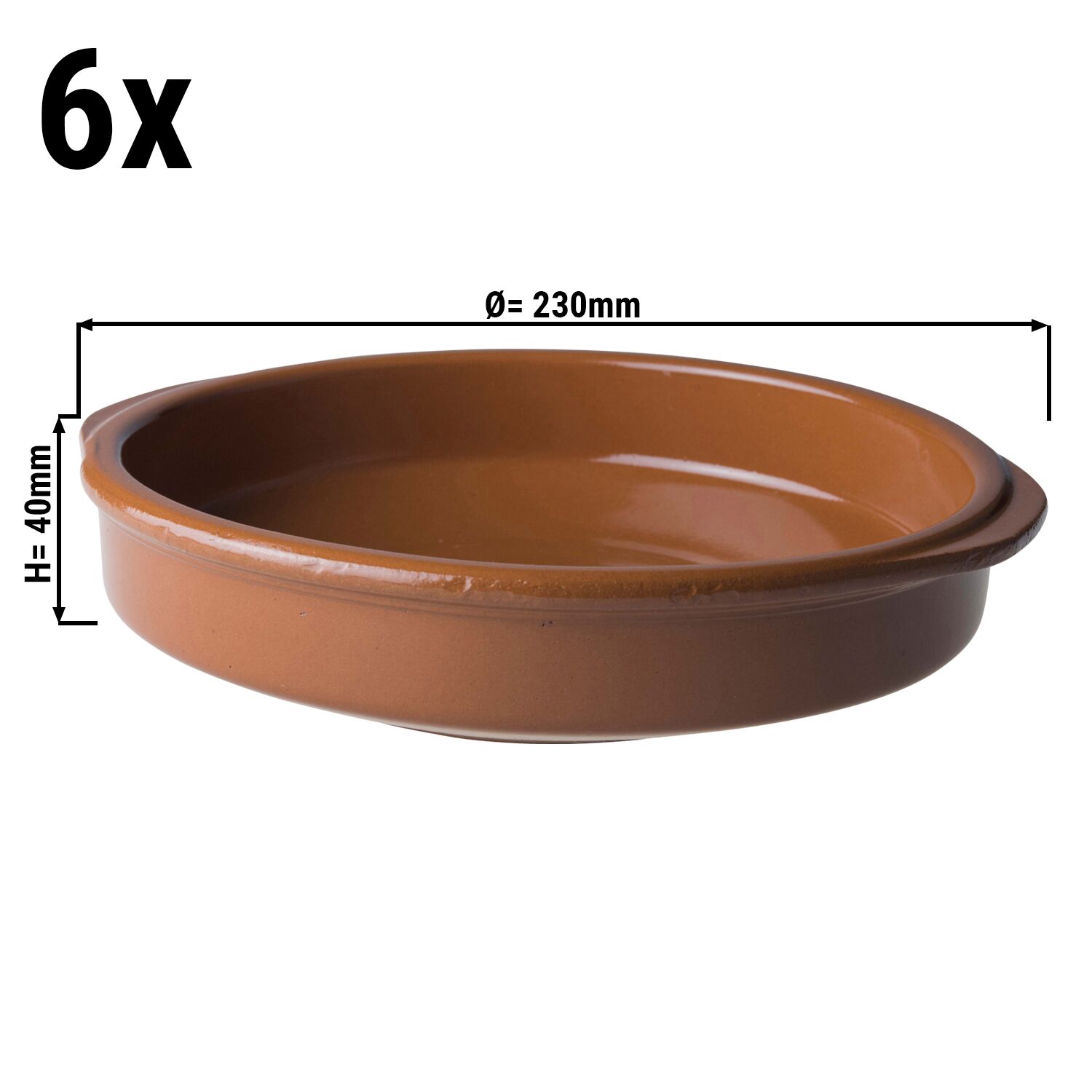 (6 Stück) CLASSICO - Tapas Ofenform - Ø 230mm - Braun