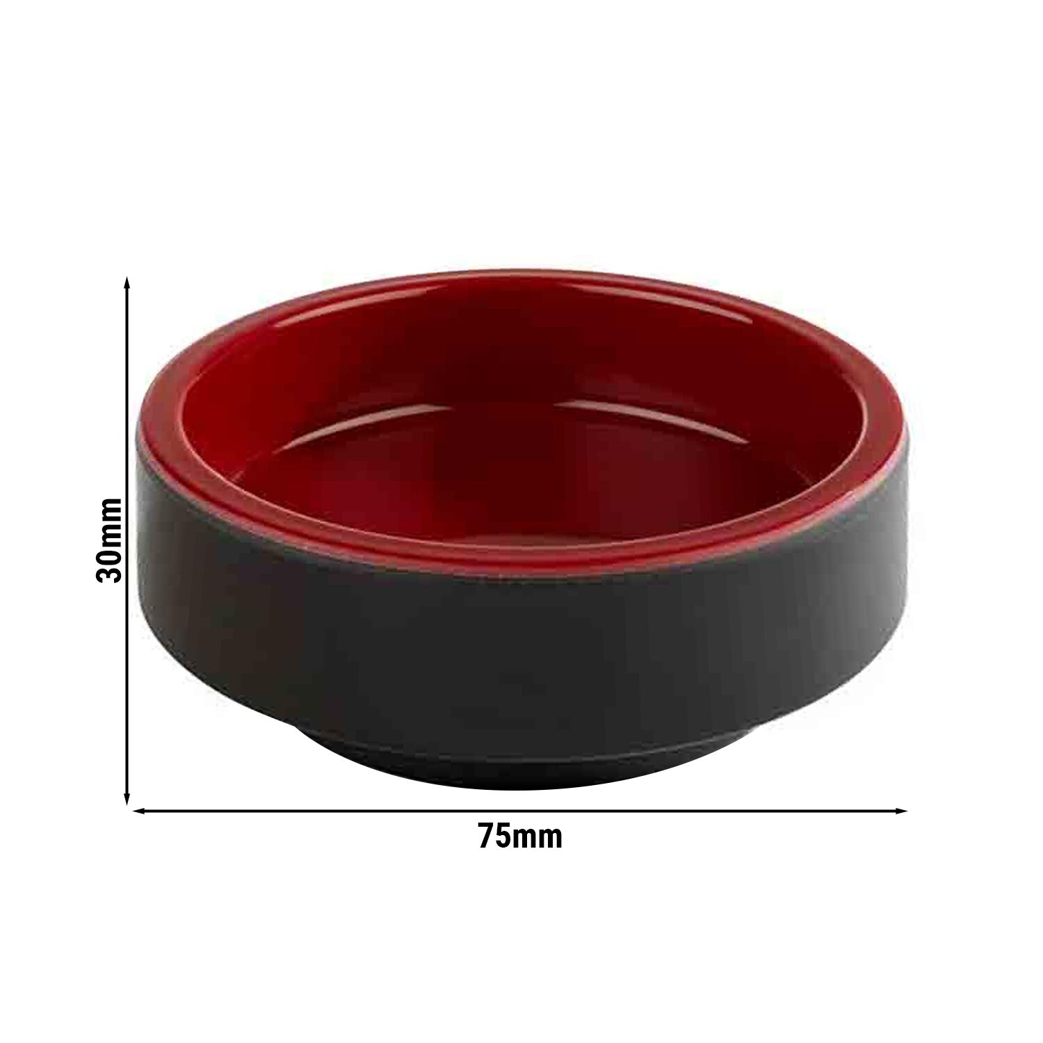 (6 pcs) Coupe - ASIA PLUS - Mélamine - 40ml - Ø 75mm - Profondeur : 30mm - Noir/Rouge