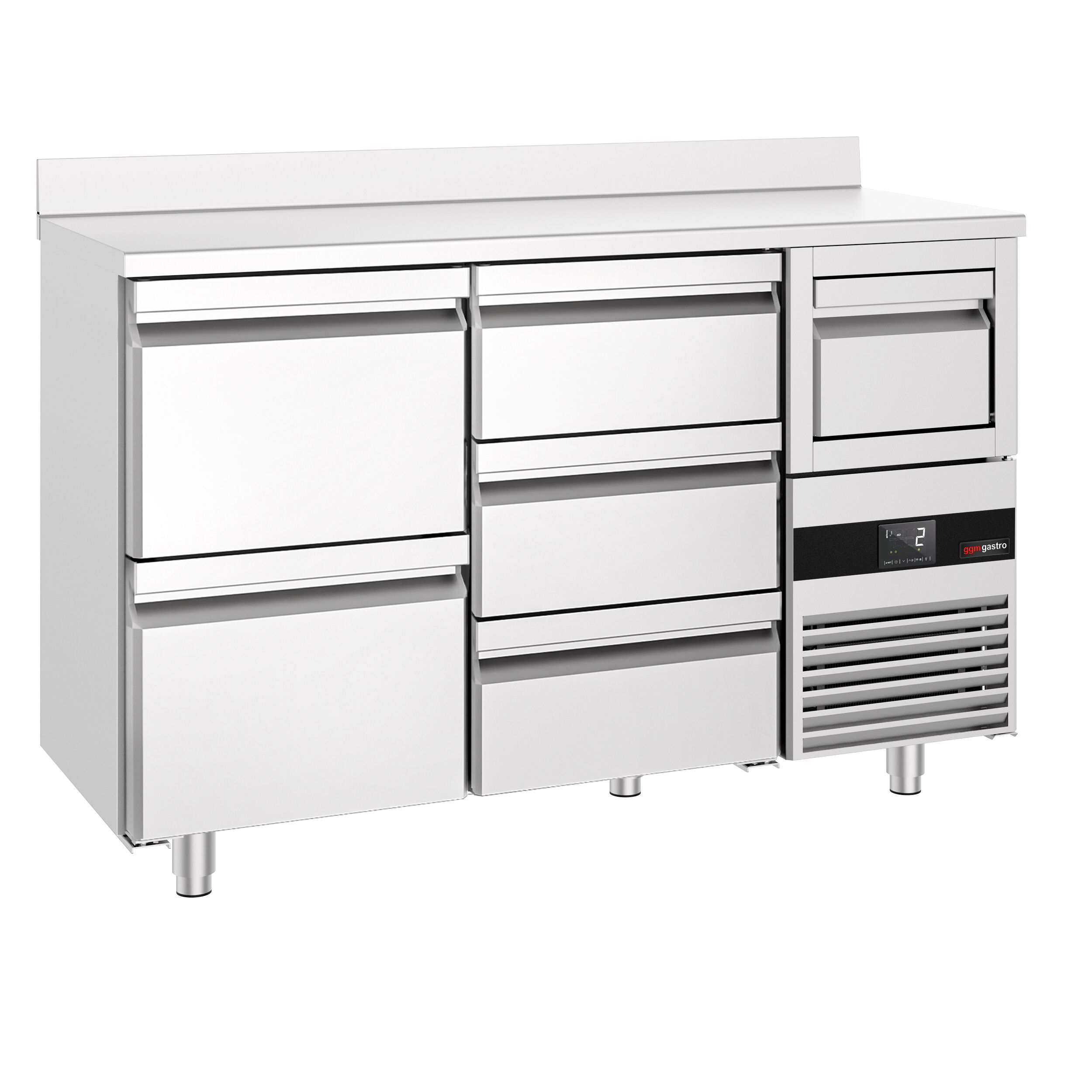 Arrière-bar réfrigéré professionnel  PREMIUM - 1580 x 600 mm - 5 tiroirs - avec dosseret - avec tiroir à marc de café