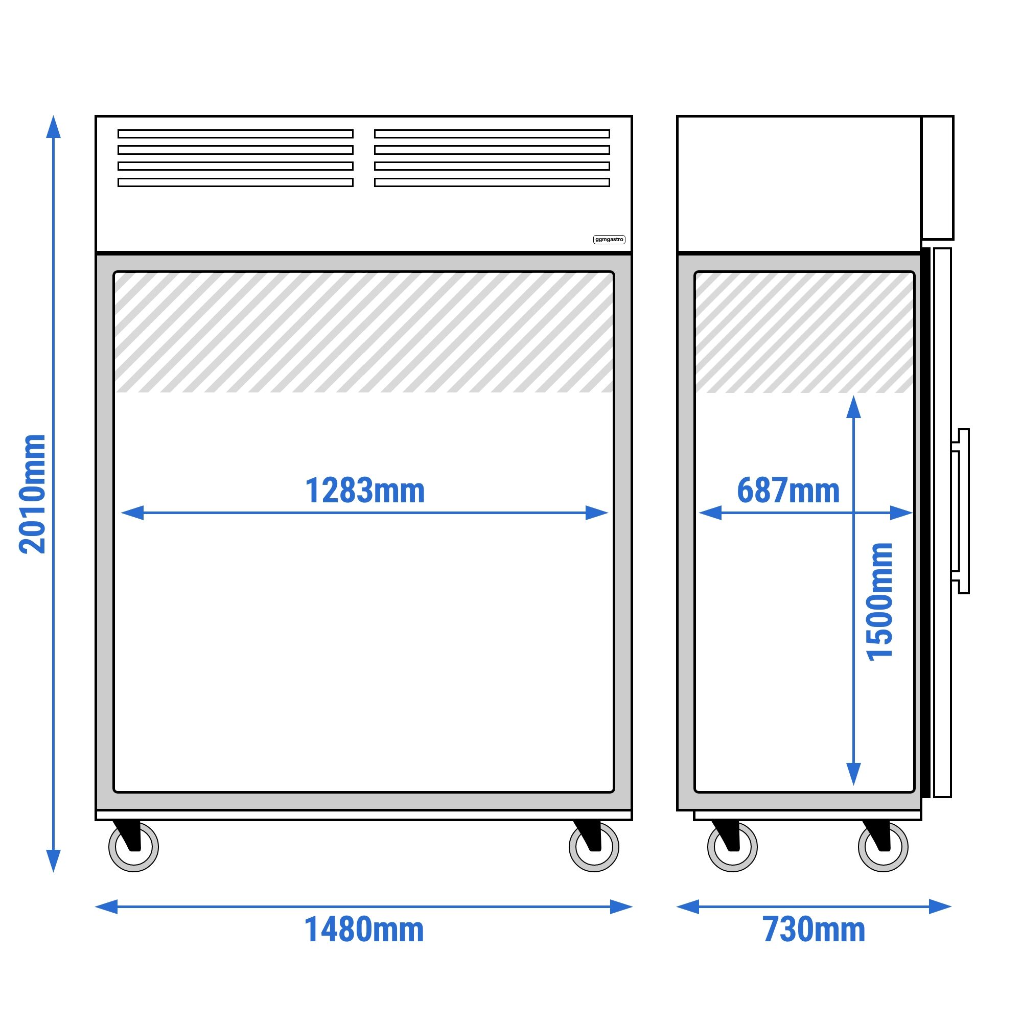 Armoire réfrigérée positive en acier inoxydable ECO – 1200 litres – avec 2 portes vitrées