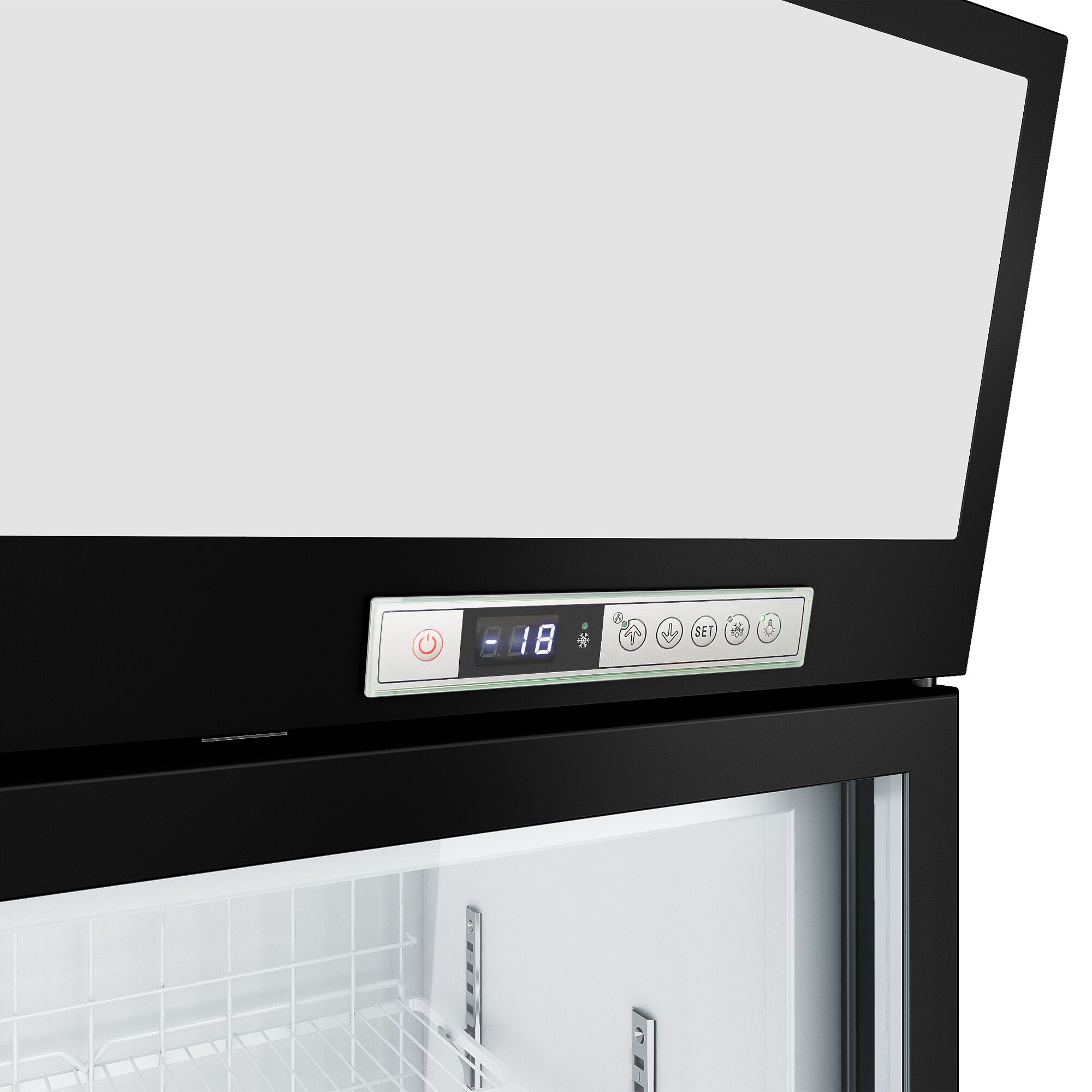 Vitrine murale de congélation pour supermarché - 1450 mm - 232 litres - avec 2 portes & 2 étagères - Noir
