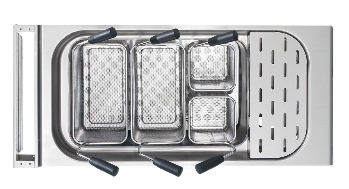 2x 1/3 & 2x 1/6 Panier à nouilles - 290x160x200mm & 145x145x200mm - Inox - avec poignées en plastique ergonomiques - compatible avec GNB499E, GNB899E, ENB499P - Série 900 Série - CE - 2x 1/3 & 2x 1/6