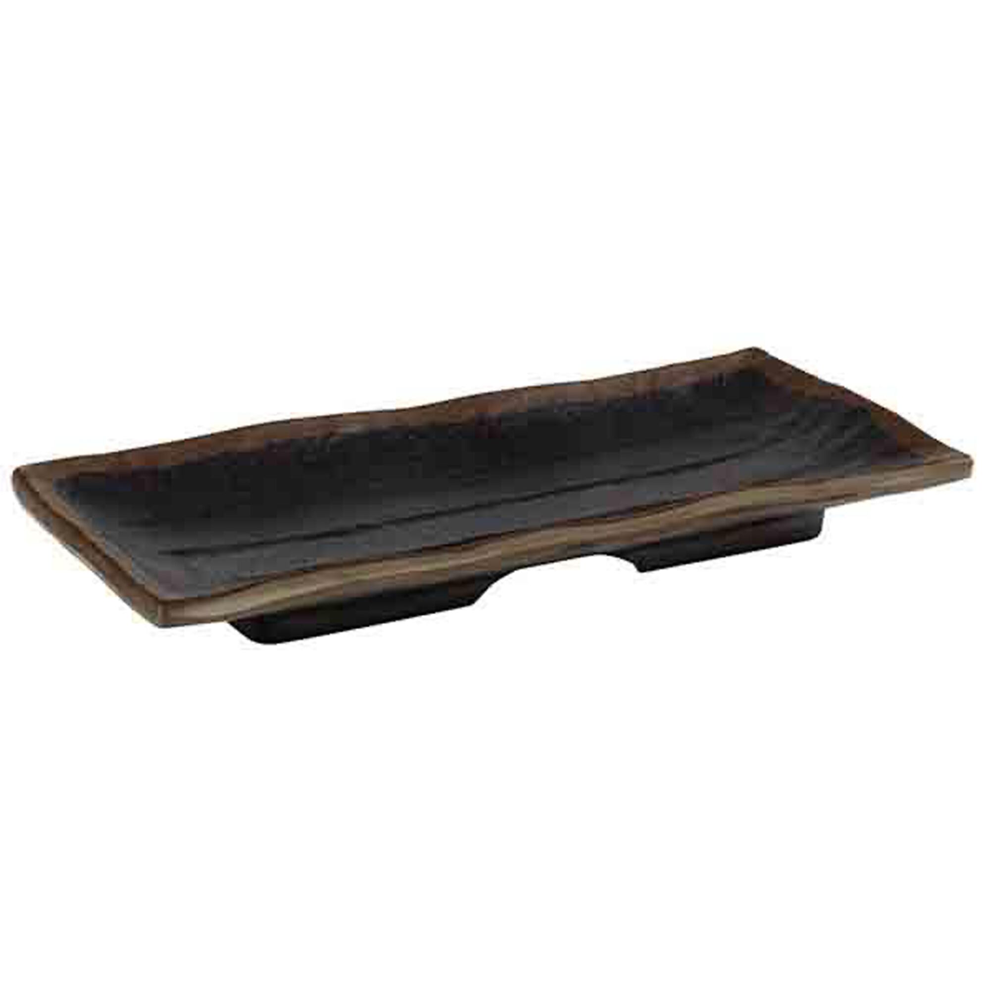 (6 pcs) Plateau de présentation - MARONE - Mélamine - 195x95mm - Hauteur:20mm - Noir/Brun - empilable, compatible lave-vaisselle