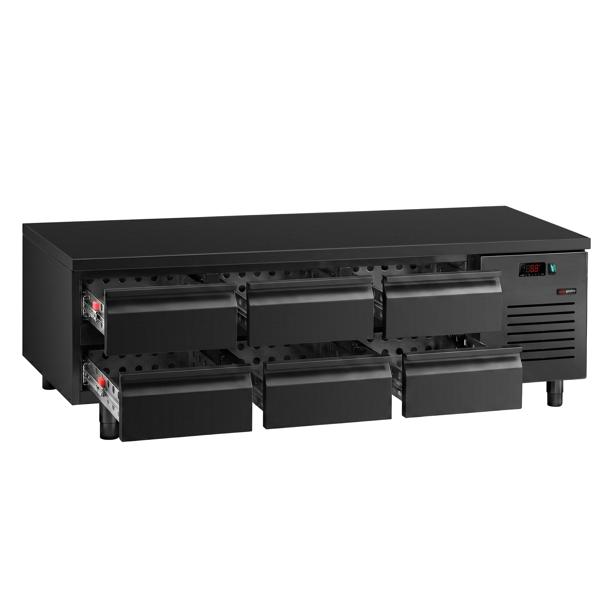Meuble bas réfrigéré - 2000mm - 288 litres - 6x GN 1/1 tiroirs - noir mat