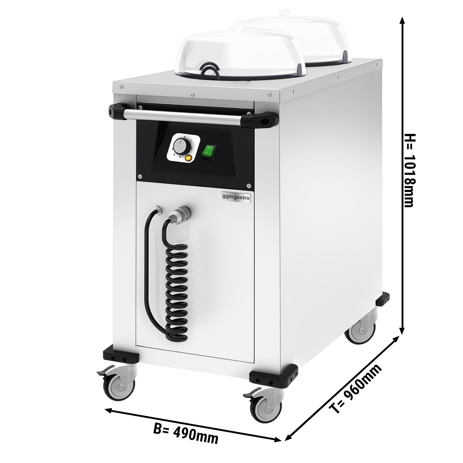 Tellerspender - beheizt - 2 kW - mit Rollen - 100 Teller