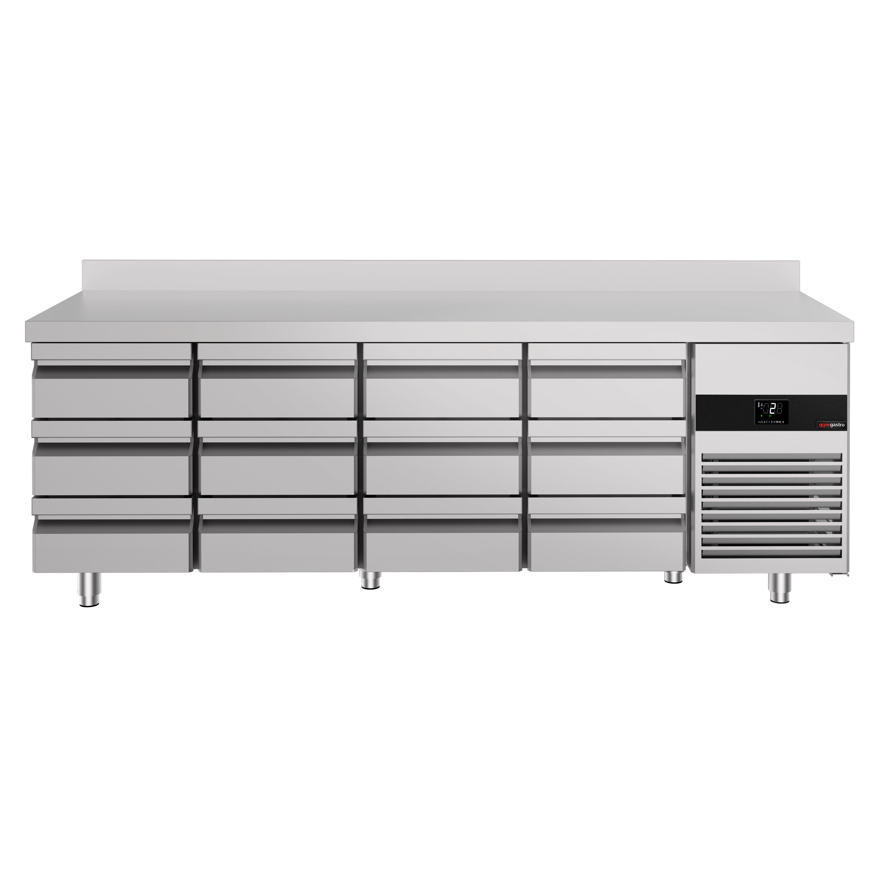 Table réfrigérée PREMIUM - 2330x700 mm - 12 tiroirs - avec dosseret