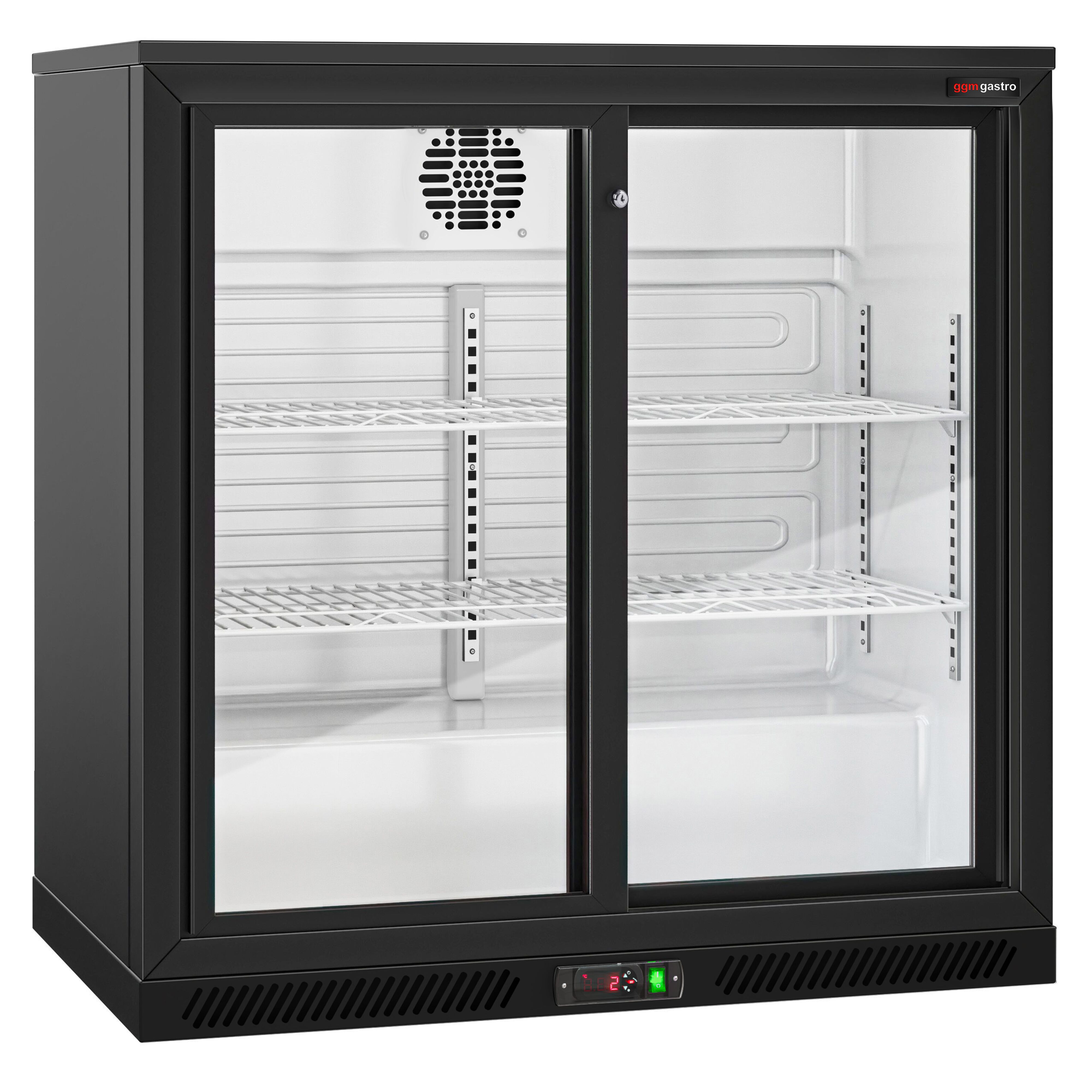 Réfrigérateur de bar – 900 mm – 220 litres – avec 2 portes coulissantes en verre – Noir