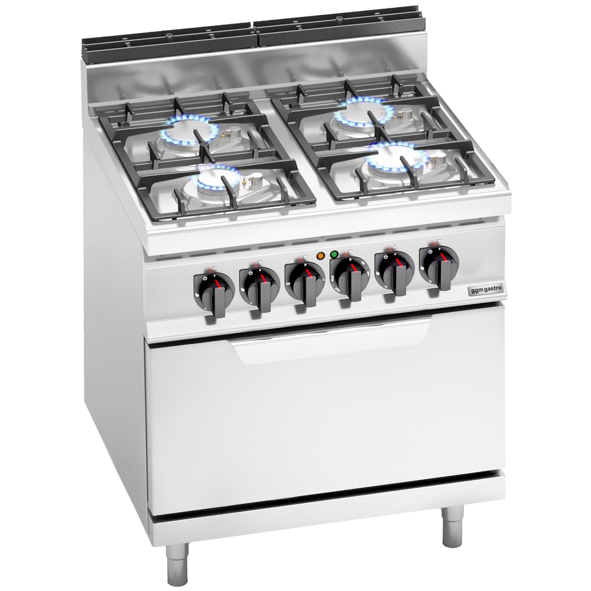 Fourneau à gaz – 21,5 kW – 4 brûleurs – avec four électrique statique – 7,5 kW