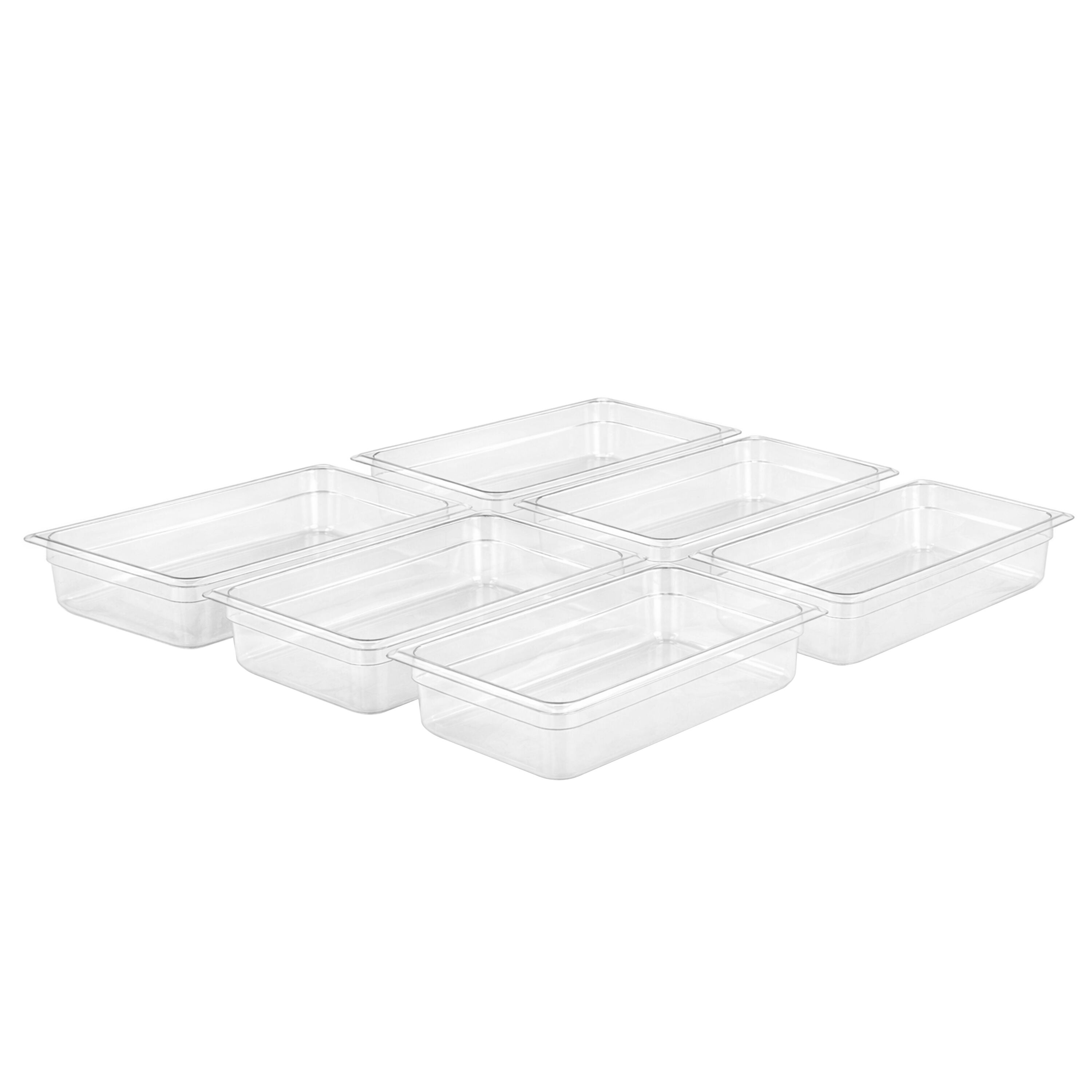 (6 pièces) Bac en Polycarbonate GN 1/3 - Transparent - Hauteur : 100 mm