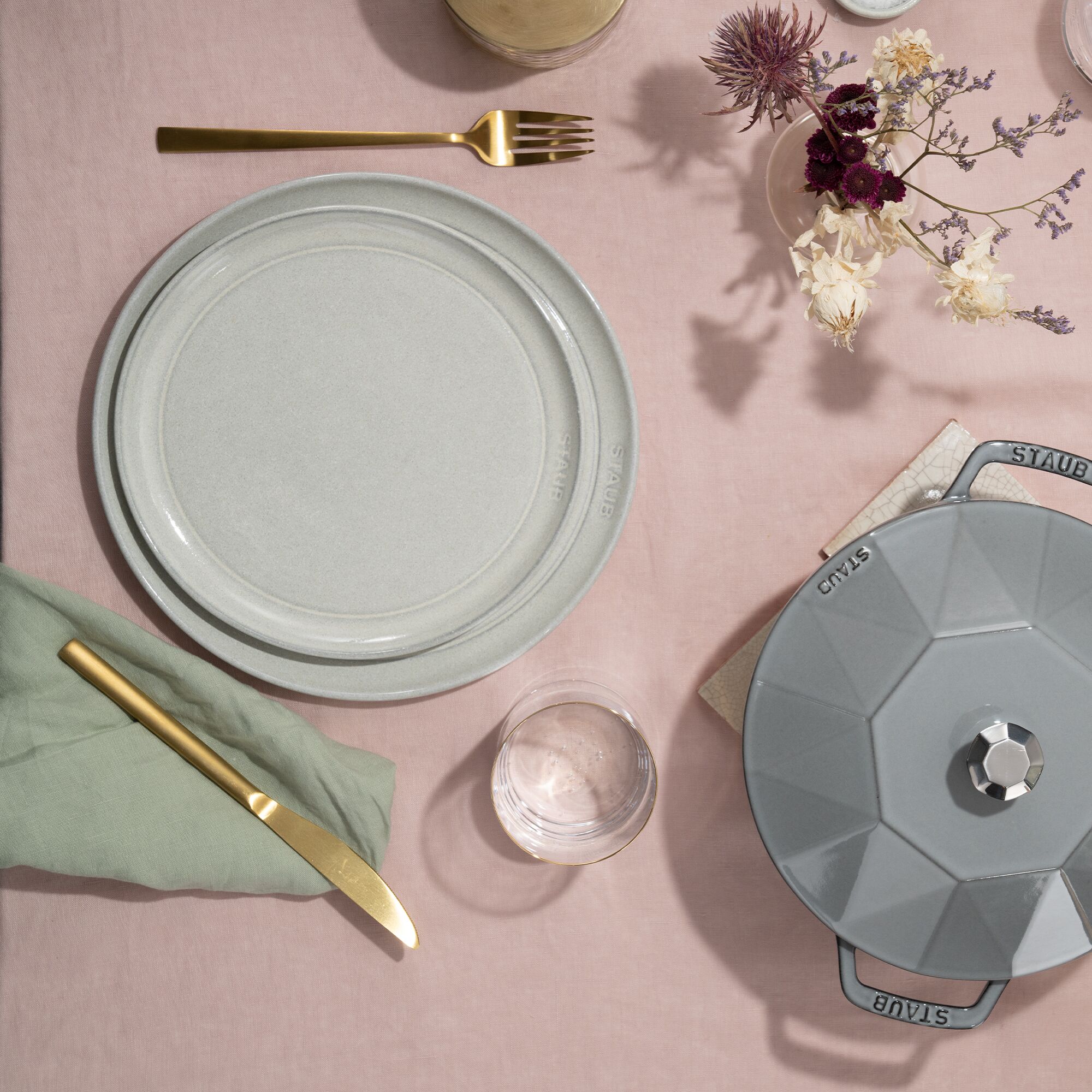 STAUB | Dining Line Ceramic Flat Plate – Ø 22 cm - White Truffle