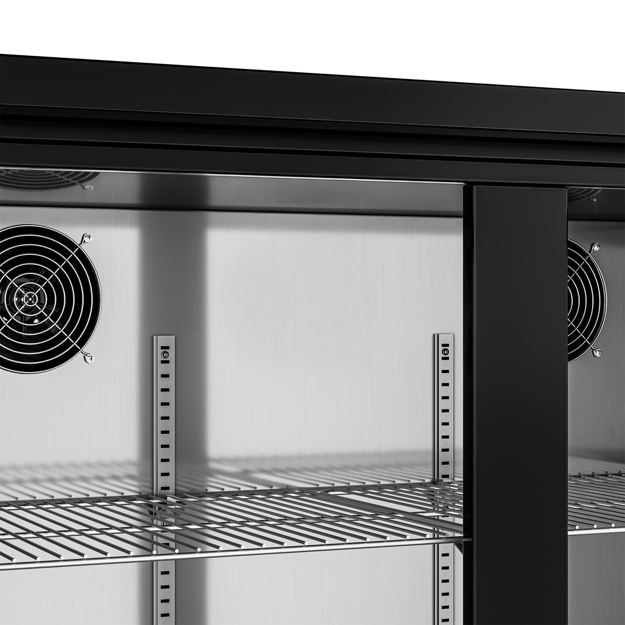 Vitrine réfrigérée à boissons - 920mm - 466 L - intérieur inox - 2 portes vitrées - thermostat numérique - Noir - +2 à +8 °C