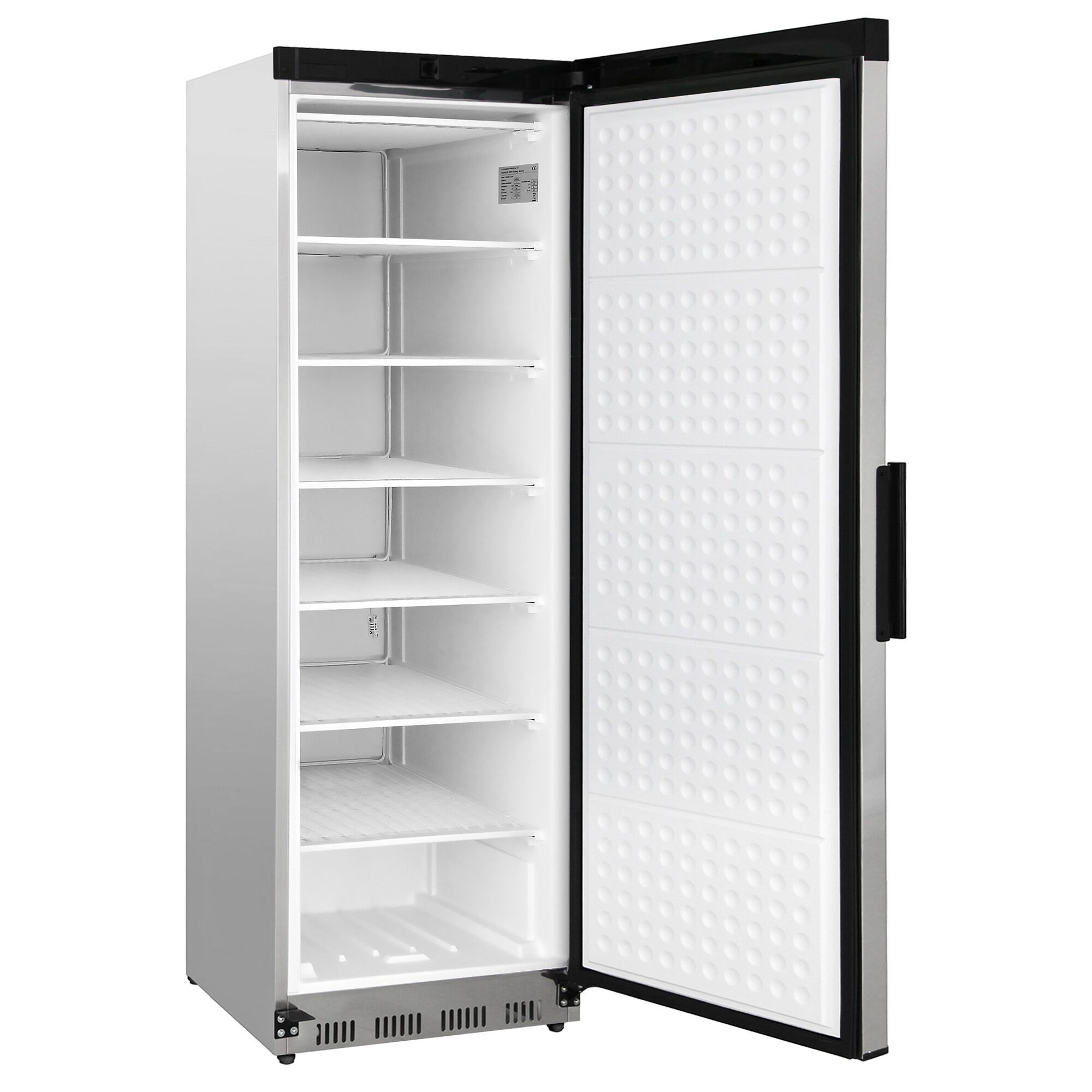Congélateur de stockage inox PREMIUM – 400 litres – avec 1 porte – intérieur de la porte en plastique