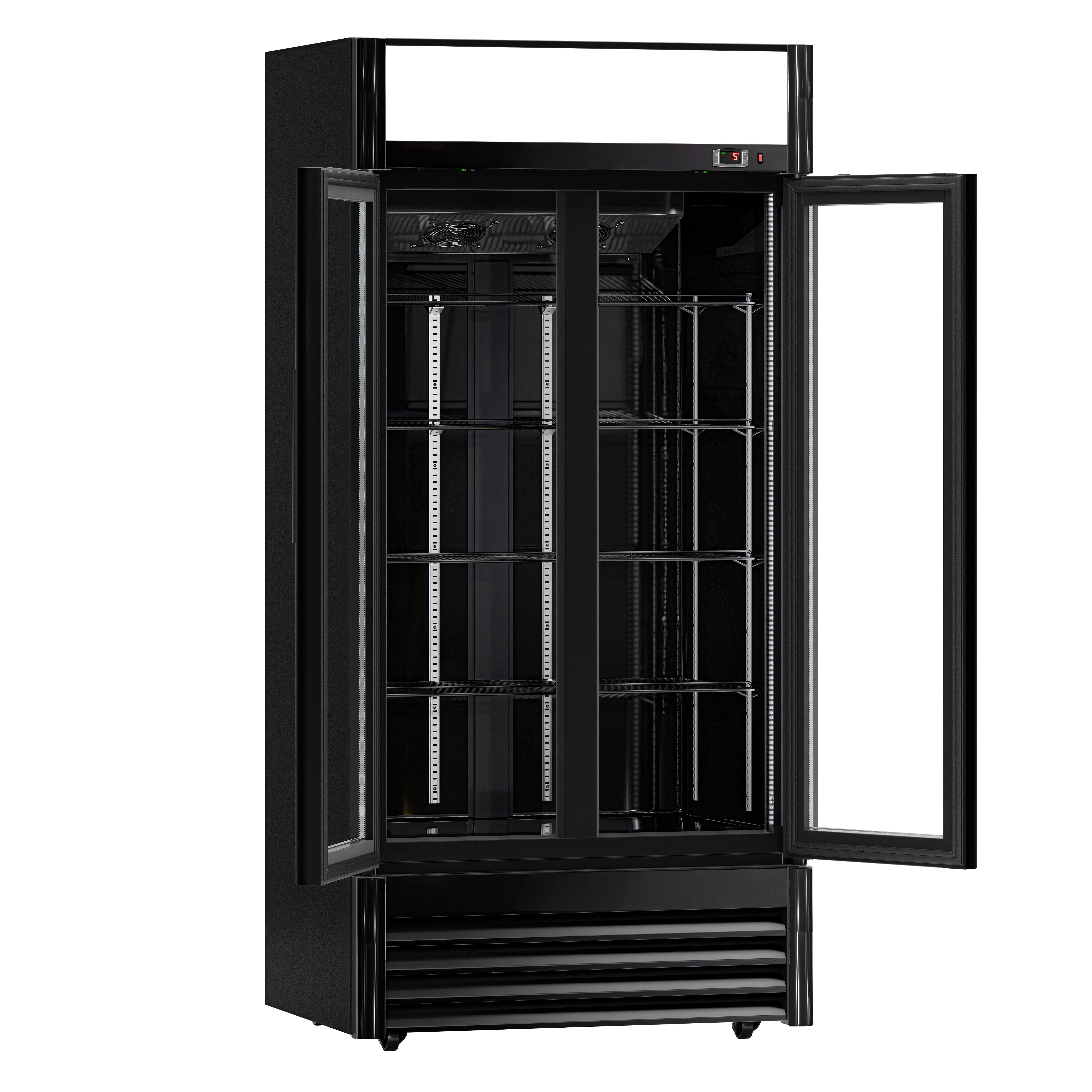 Vitrine réfrigérée à boissons - 925mm - 630 L - 2 portes vitrées - éclairage LED - thermostat numérique - Noir - +2 à +8 °C