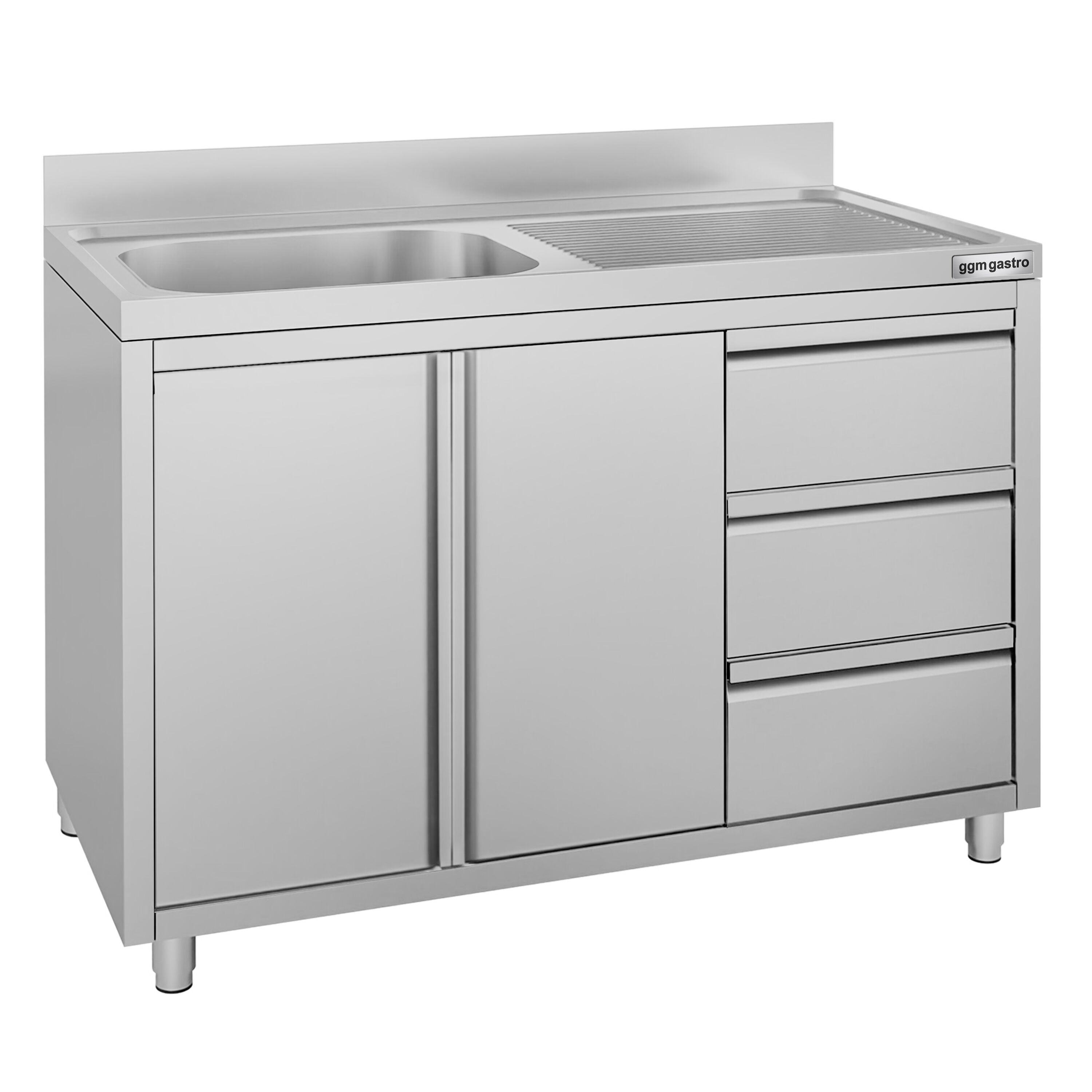 Meuble évier ECO - 1200 x 600 mm - 3 tiroirs - & 1 bac à gauche