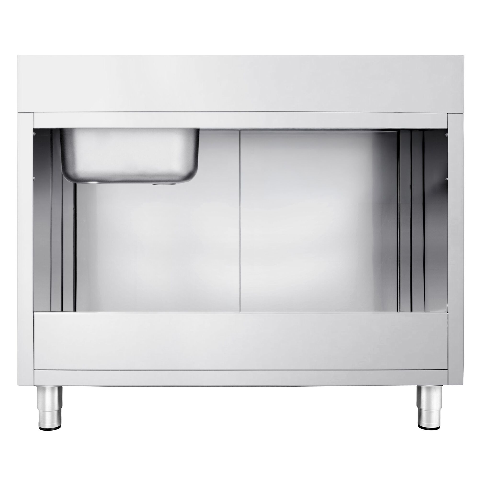 Diskbänk med underskåp PREMIUM - i rostfritt stål - 1400x600 mm - 1 ho - höger