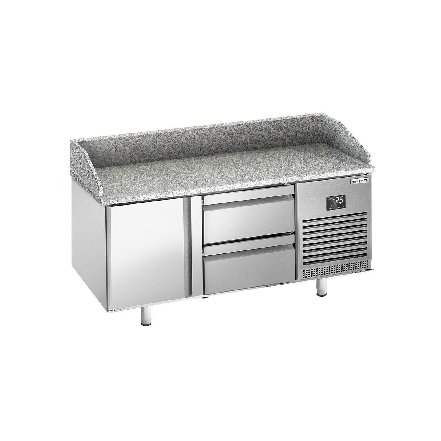 Table réfrigérée à pizza Premium PLUS - 1490 x 700 mm - avec 1 porte et 2 tiroirs