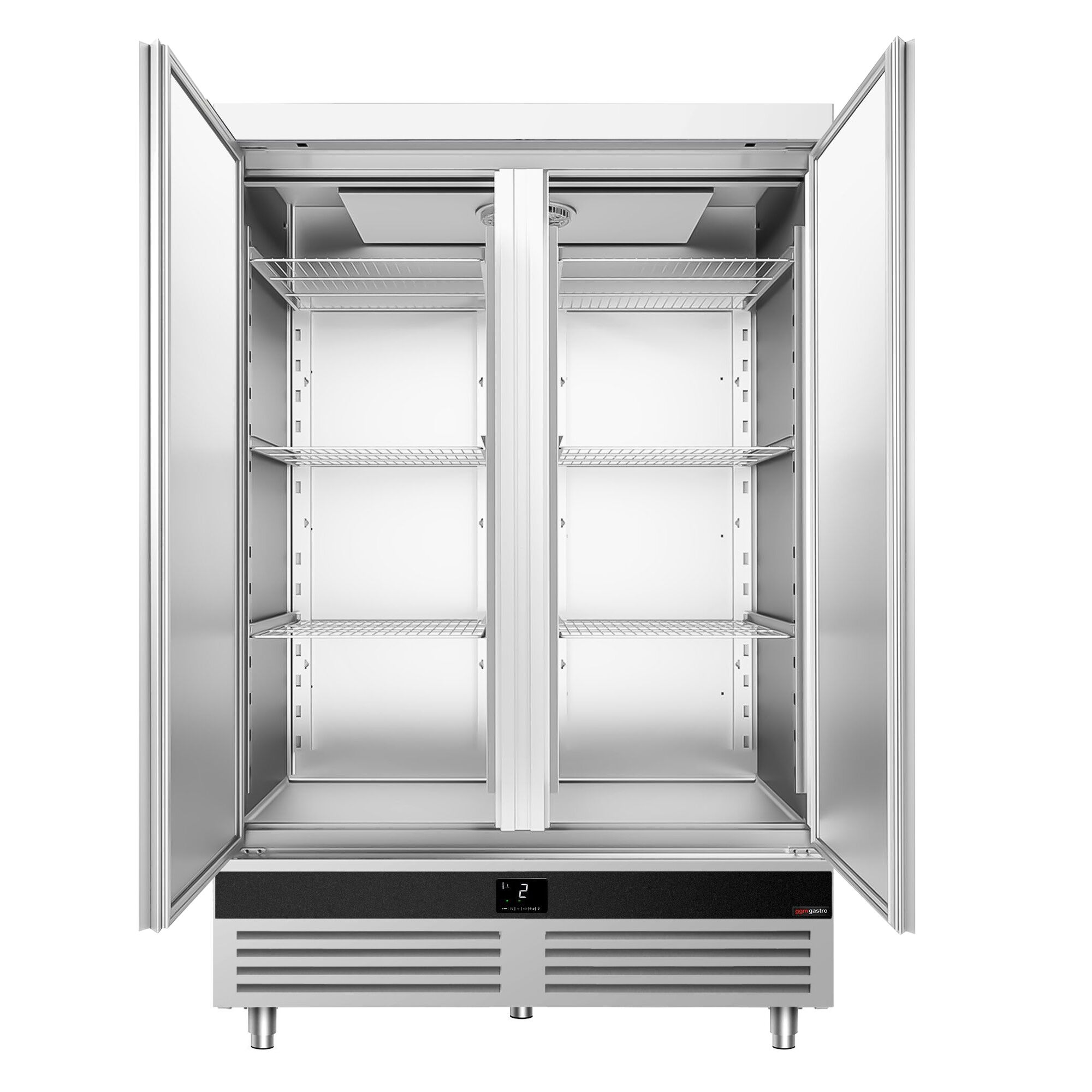Armoire réfrigérée positive Inox AISI 430 PREMIUM - GN 2/1 - 1400 L - avec 2 portes & Glissières & 4 grilles