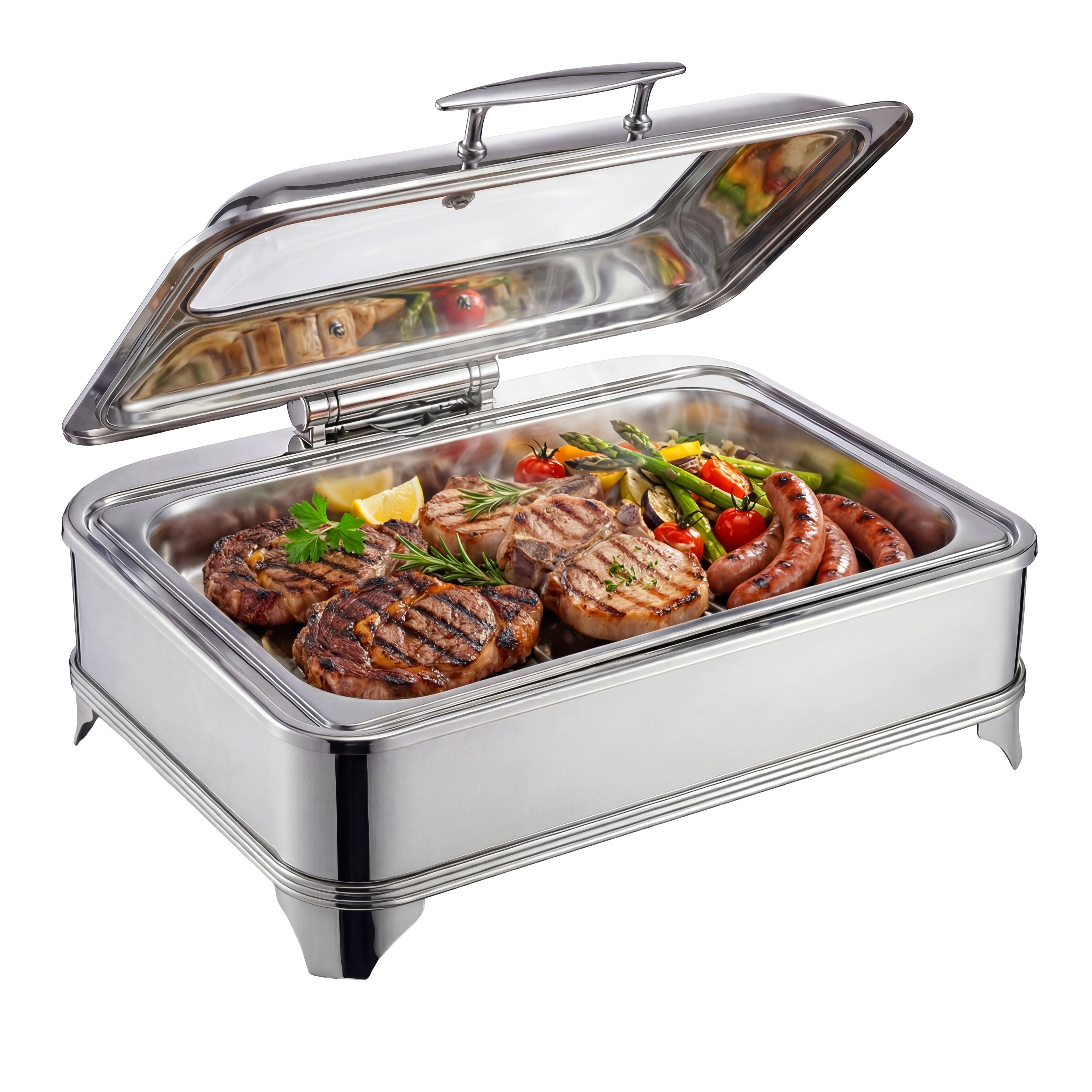 Chafing dish à induction - GN 1/1 - avec couvercle en verre à fermeture douce (Soft-Close) - 8.5L